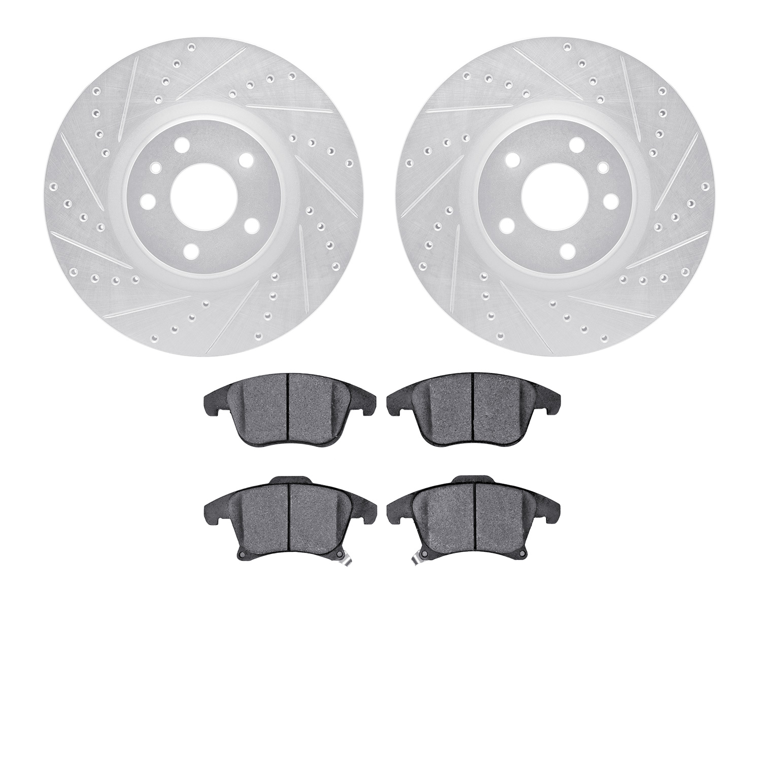 7302-54216 Drilled/Slotted Brake Rotor with 3000-Series Ceramic Brake Pads Kit [Silver], 2013-2020 Ford/Lincoln/Mercury/Mazda, P