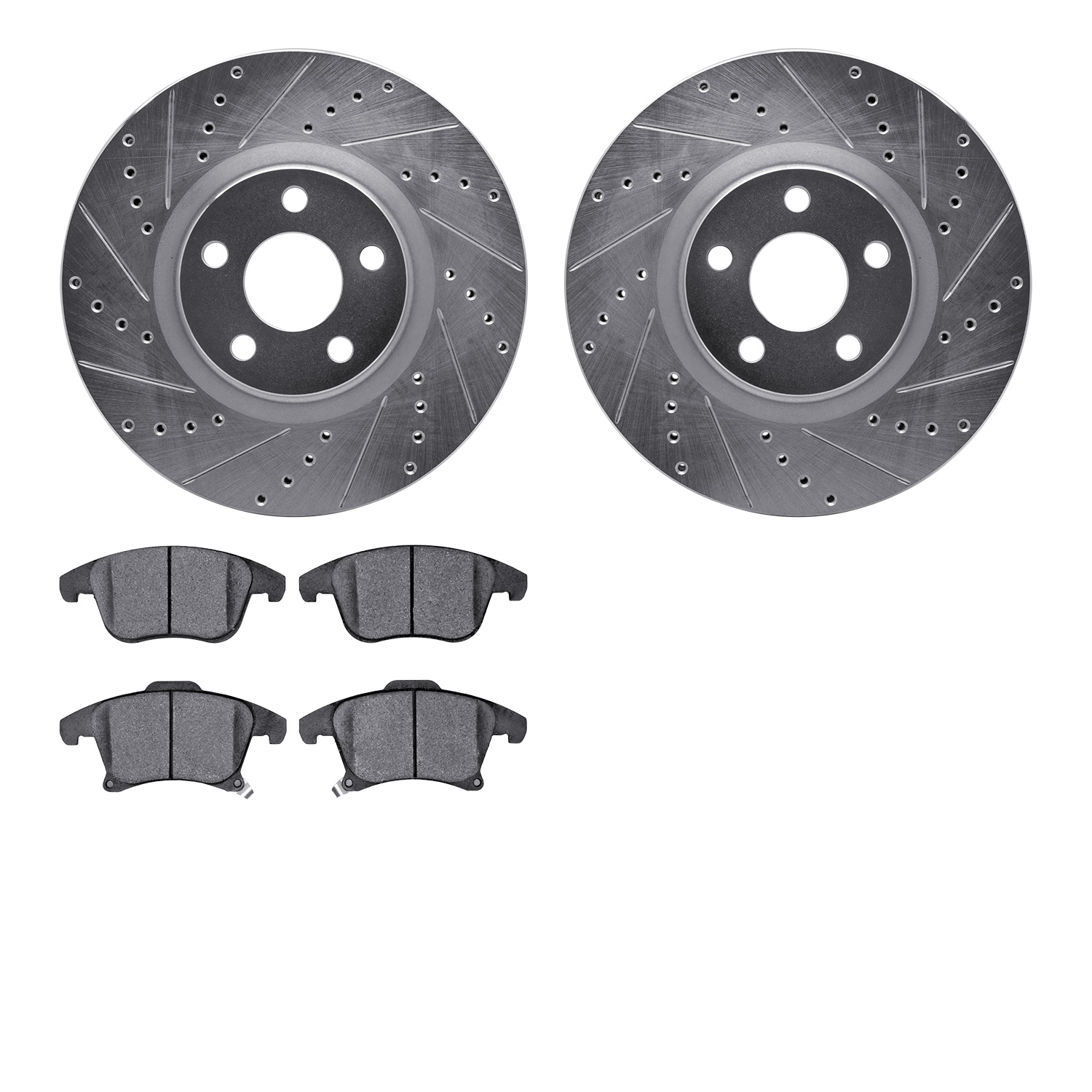 7302-54218 Drilled/Slotted Brake Rotor with 3000-Series Ceramic Brake Pads Kit [Silver], 2017-2020 Ford/Lincoln/Mercury/Mazda, P