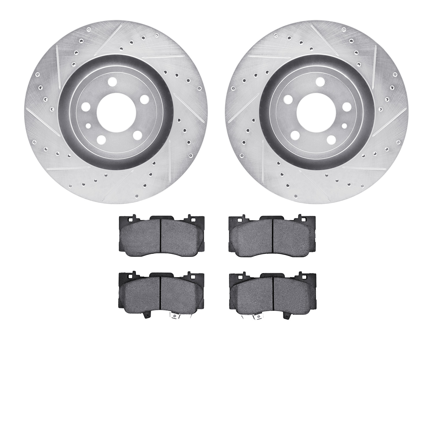 7302-54227 Drilled/Slotted Brake Rotor with 3000-Series Ceramic Brake Pads Kit [Silver], 2015-2020 Ford/Lincoln/Mercury/Mazda, P