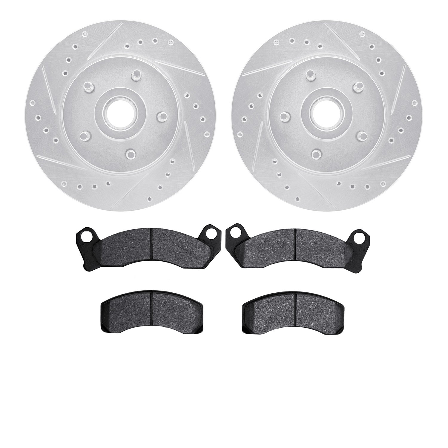 7302-55002 Drilled/Slotted Brake Rotor with 3000-Series Ceramic Brake Pads Kit [Silver], 1984-1987 Ford/Lincoln/Mercury/Mazda, P