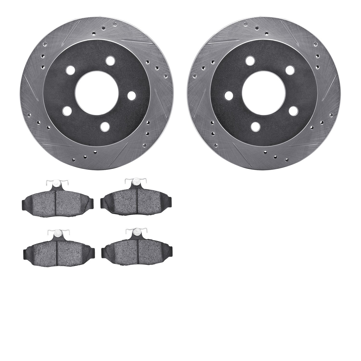 7302-55003 Drilled/Slotted Brake Rotor with 3000-Series Ceramic Brake Pads Kit [Silver], 1991-1992 Ford/Lincoln/Mercury/Mazda, P
