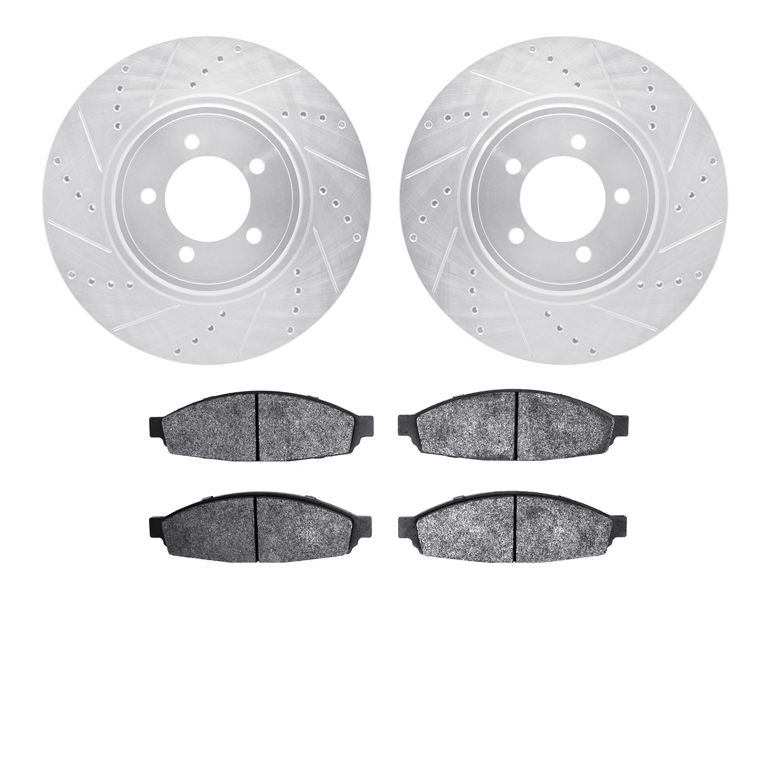 7302-55007 Drilled/Slotted Brake Rotor with 3000-Series Ceramic Brake Pads Kit [Silver], 2003-2005 Ford/Lincoln/Mercury/Mazda, P