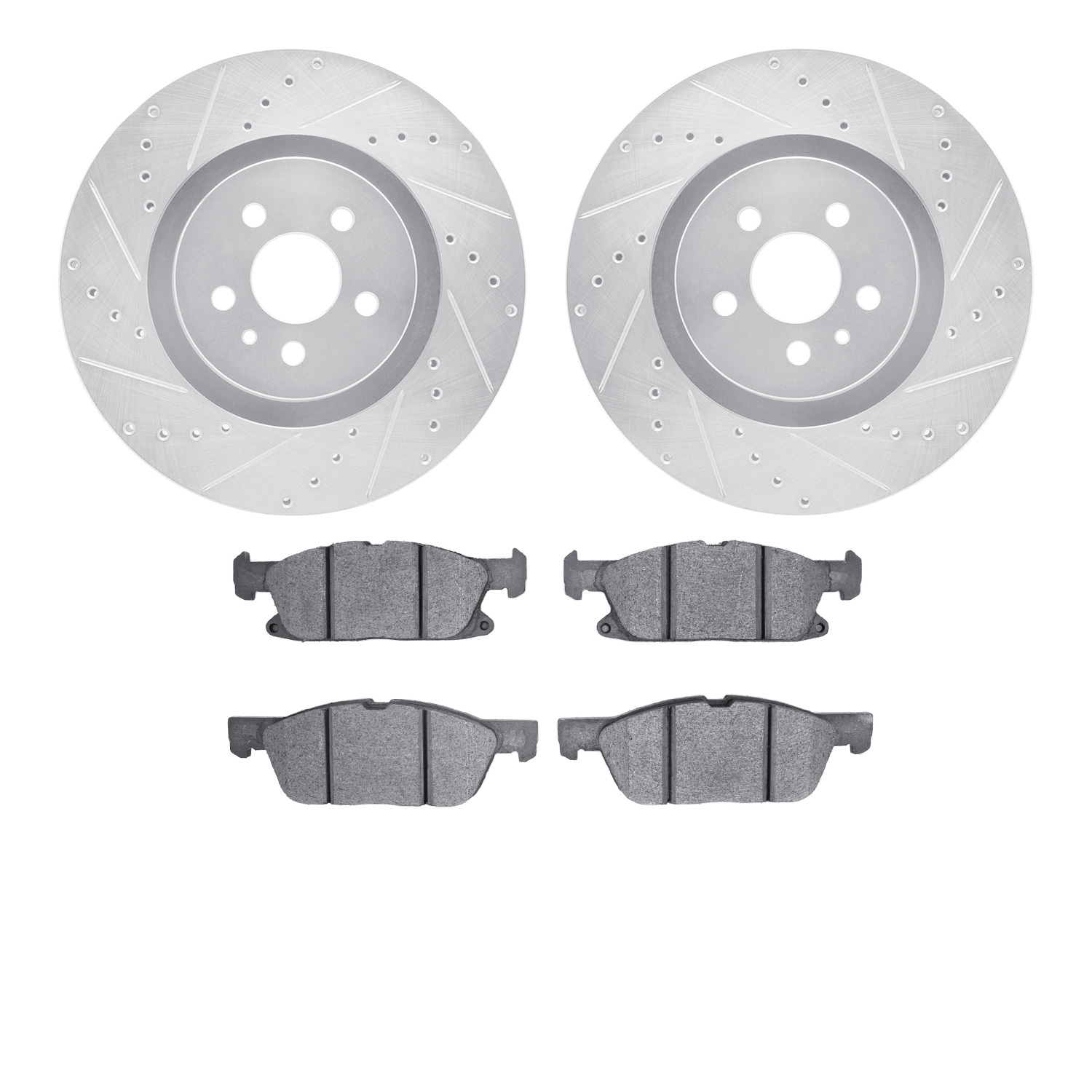 7302-55010 Drilled/Slotted Brake Rotor with 3000-Series Ceramic Brake Pads Kit [Silver], 2015-2020 Ford/Lincoln/Mercury/Mazda, P