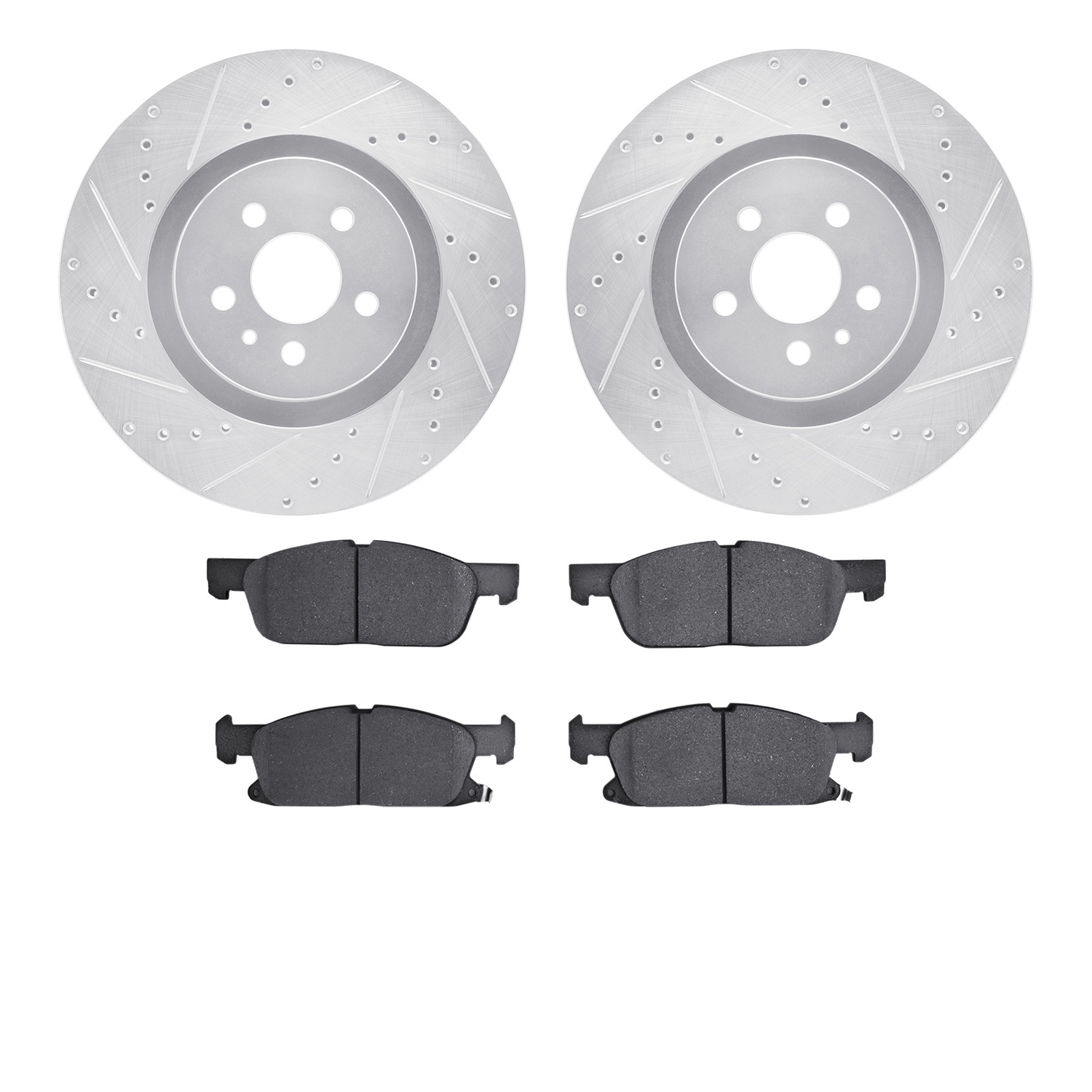 7302-55011 Drilled/Slotted Brake Rotor with 3000-Series Ceramic Brake Pads Kit [Silver], 2017-2020 Ford/Lincoln/Mercury/Mazda, P