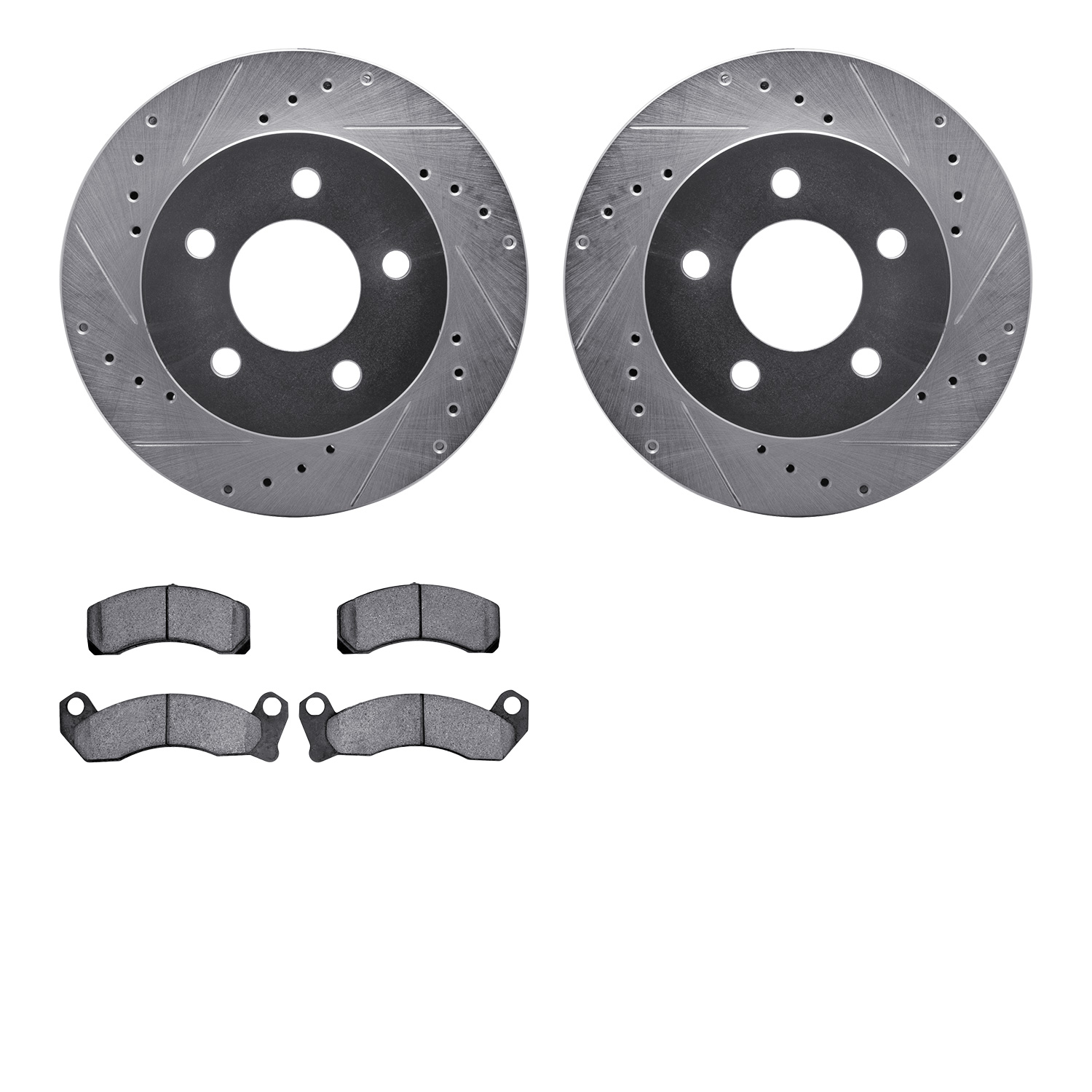 7302-56016 Drilled/Slotted Brake Rotor with 3000-Series Ceramic Brake Pads Kit [Silver], 1991-1994 Ford/Lincoln/Mercury/Mazda, P