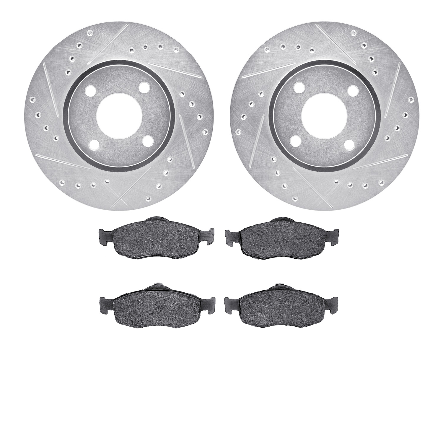 7302-56020 Drilled/Slotted Brake Rotor with 3000-Series Ceramic Brake Pads Kit [Silver], 1998-2002 Ford/Lincoln/Mercury/Mazda, P