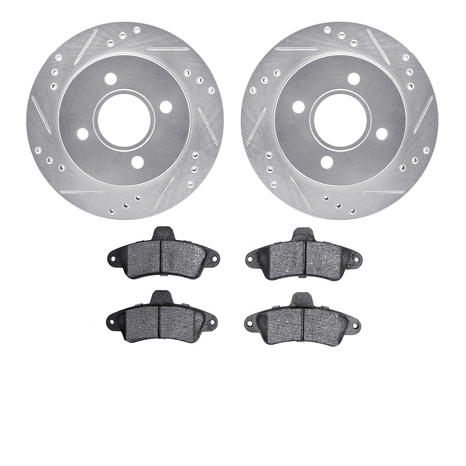7302-56021 Drilled/Slotted Brake Rotor with 3000-Series Ceramic Brake Pads Kit [Silver], 1995-2000 Ford/Lincoln/Mercury/Mazda, P