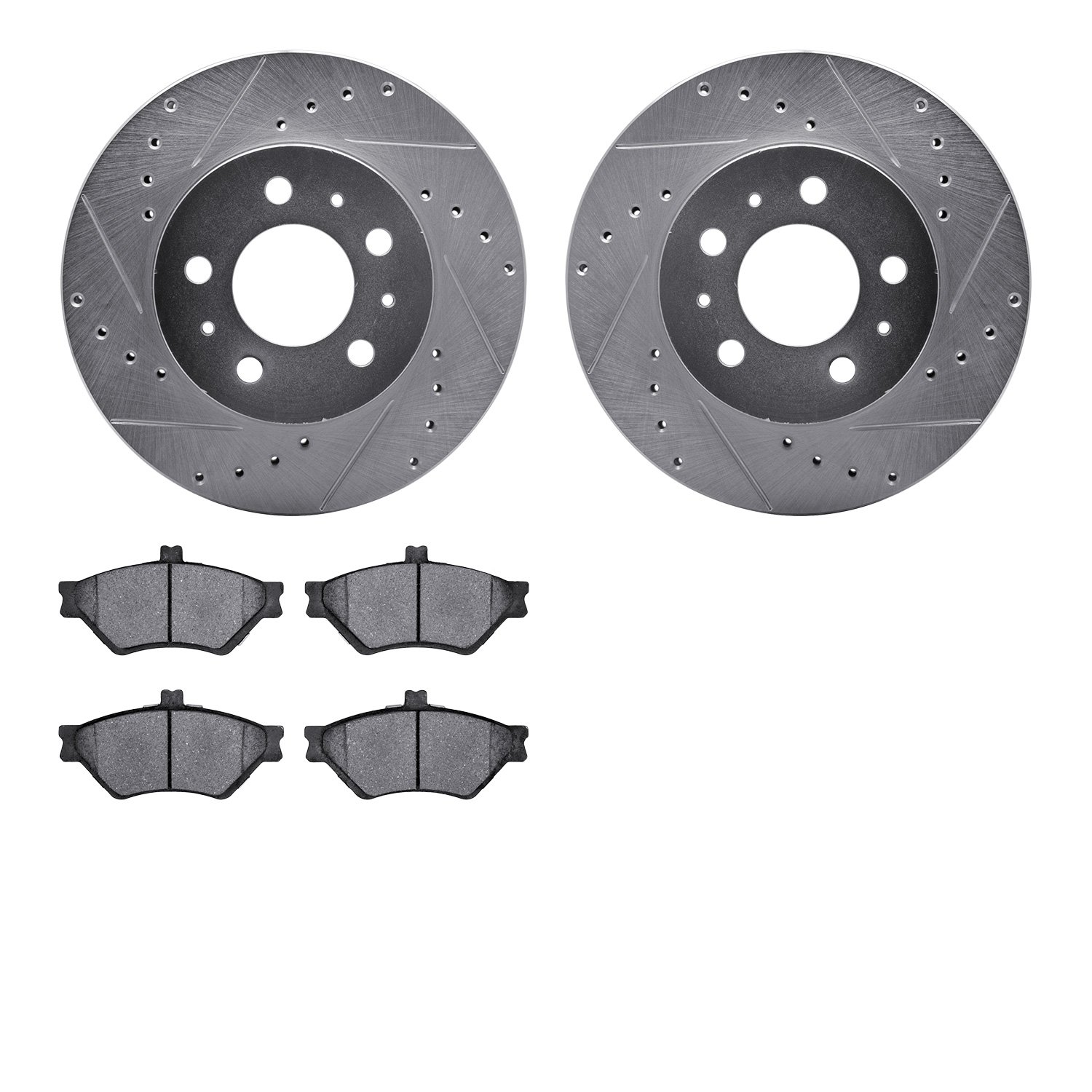 7302-56024 Drilled/Slotted Brake Rotor with 3000-Series Ceramic Brake Pads Kit [Silver], 1995-1997 Ford/Lincoln/Mercury/Mazda, P