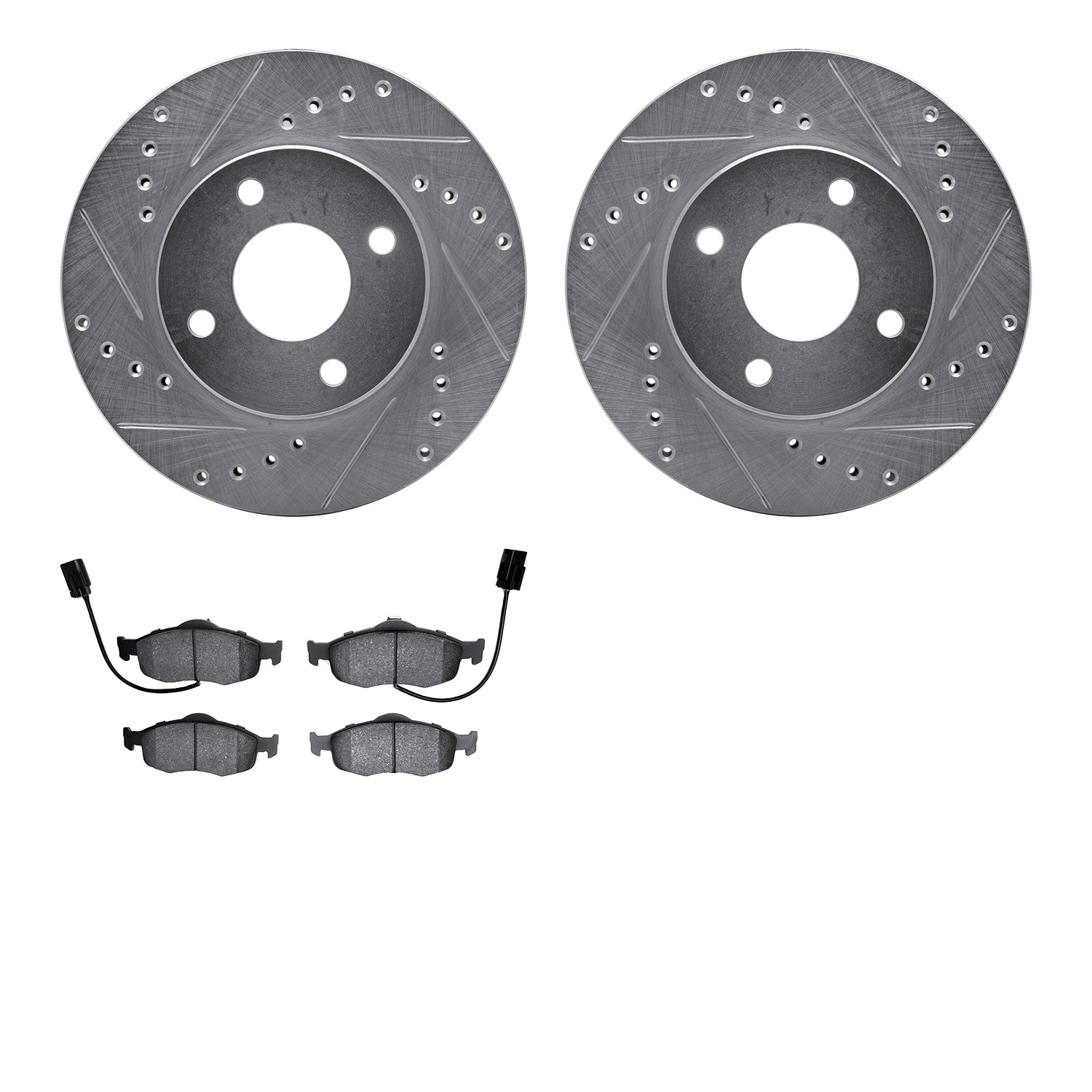 7302-56029 Drilled/Slotted Brake Rotor with 3000-Series Ceramic Brake Pads Kit [Silver], 1998-2002 Ford/Lincoln/Mercury/Mazda, P