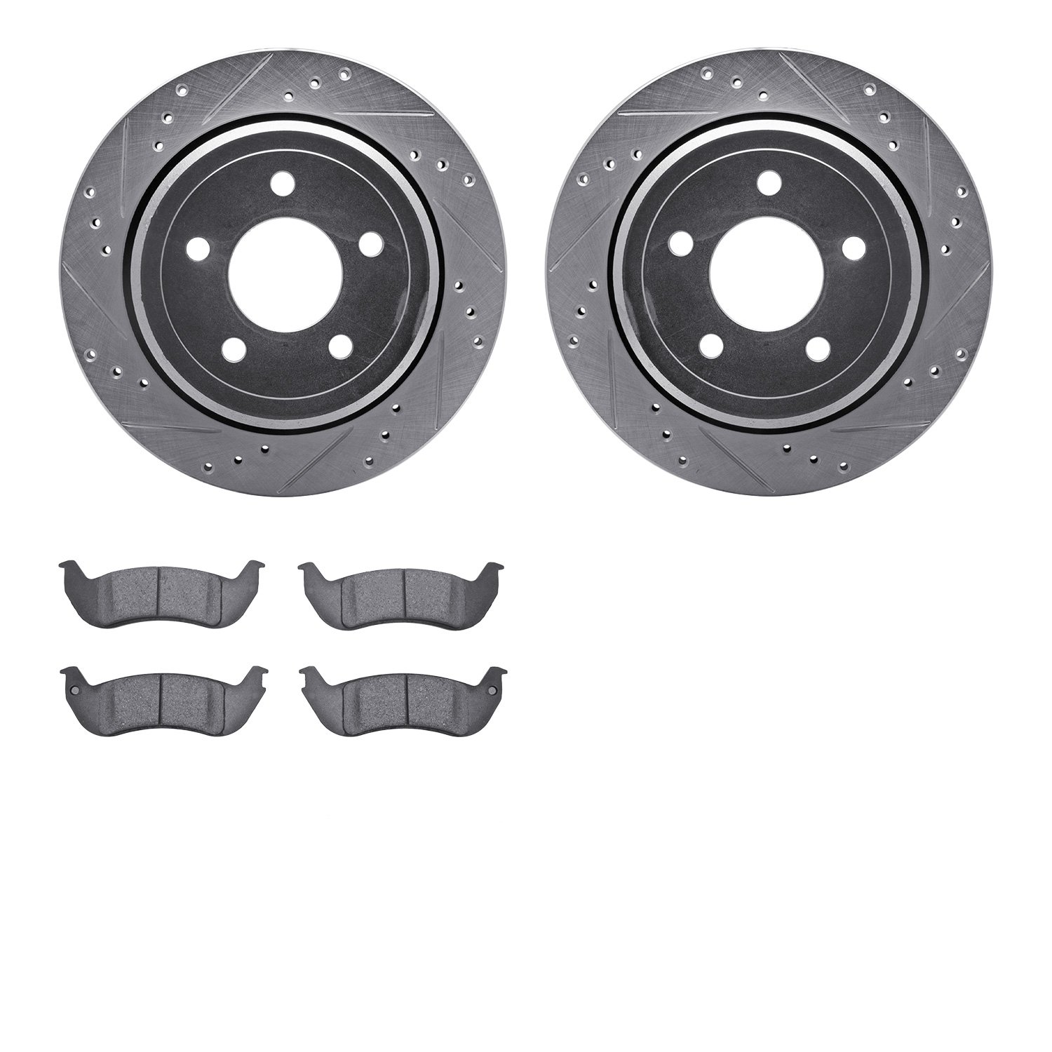 7302-56034 Drilled/Slotted Brake Rotor with 3000-Series Ceramic Brake Pads Kit [Silver], 2003-2011 Ford/Lincoln/Mercury/Mazda, P