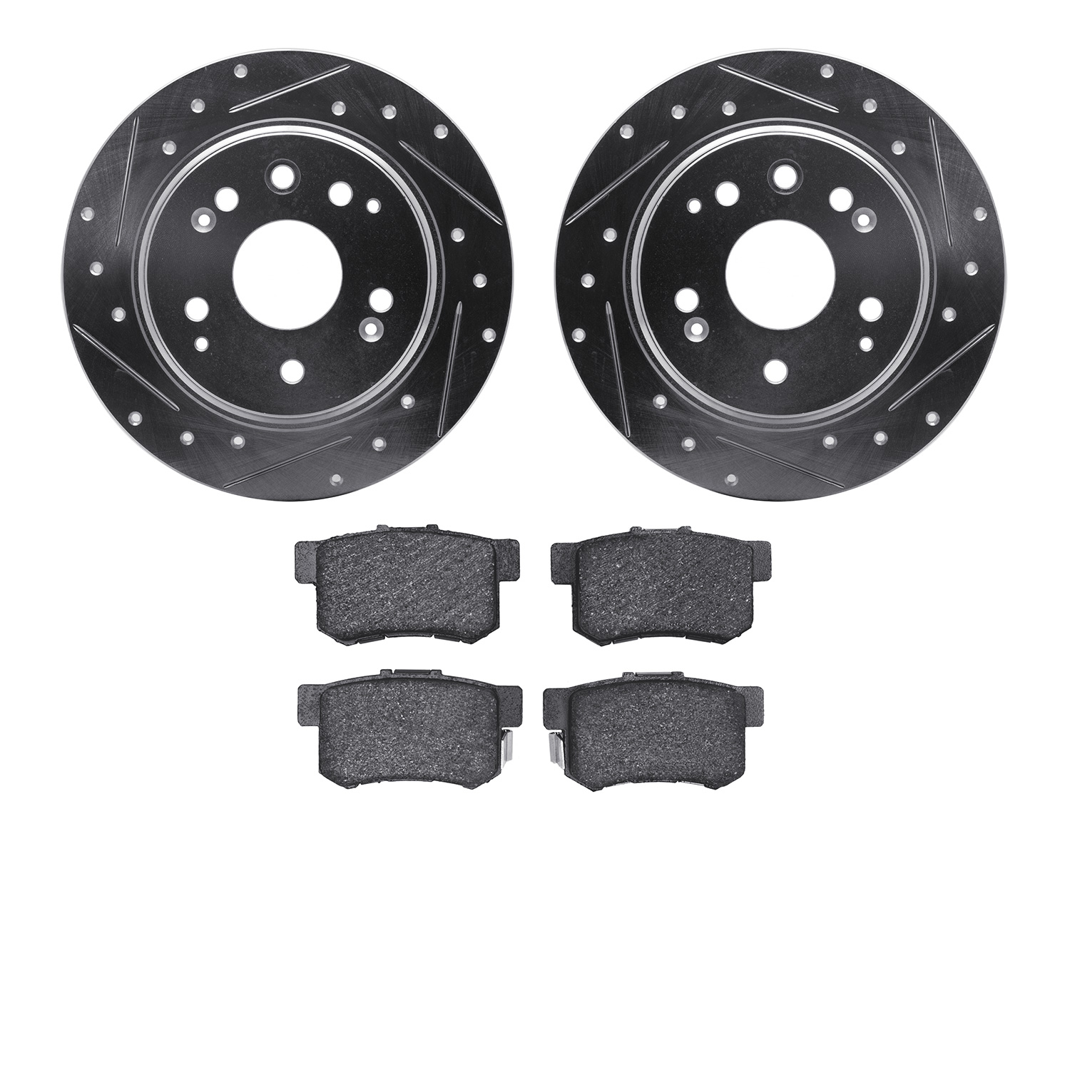 Drilled/Slotted Brake Rotor with 3000-Series Ceramic Brake Pads