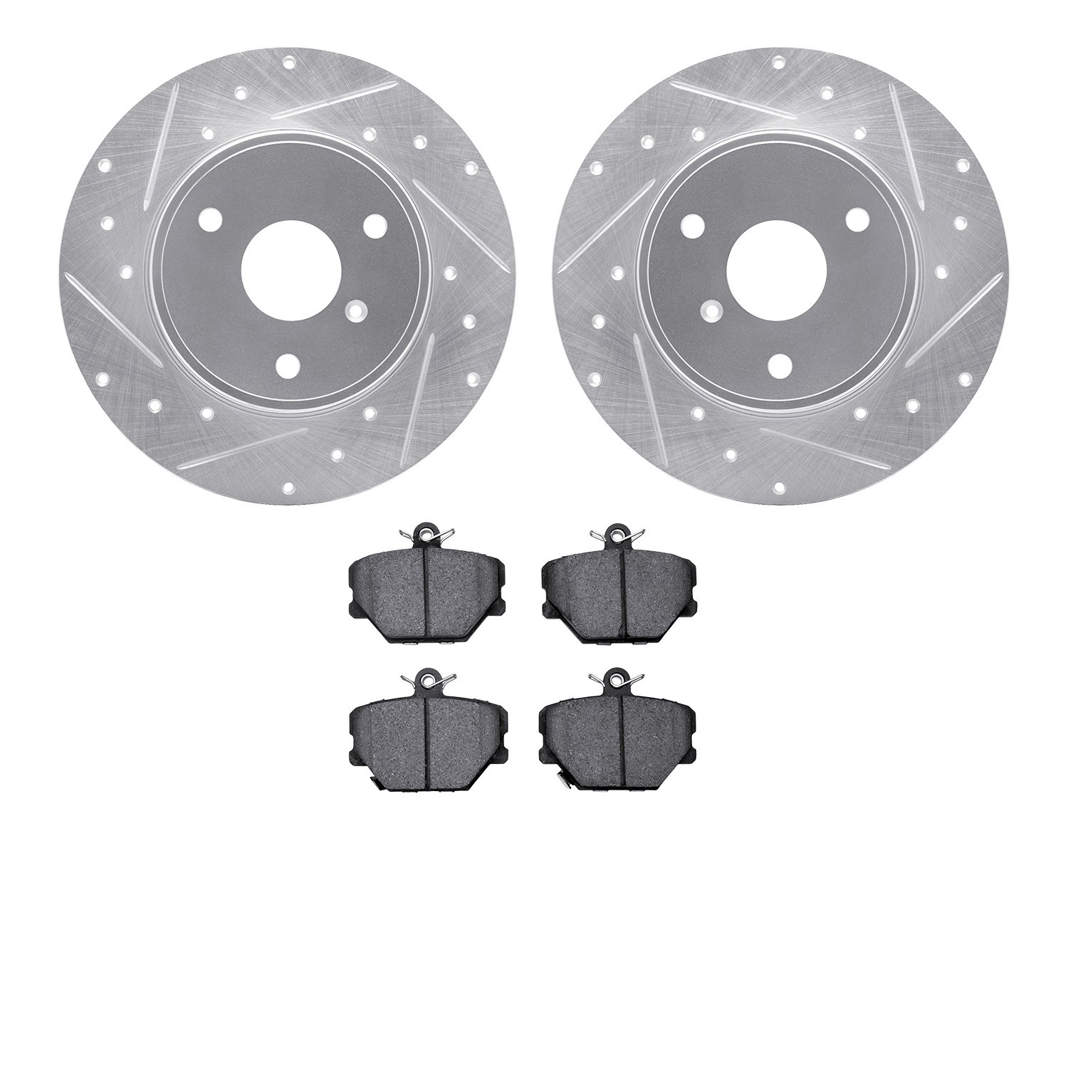 7302-63017 Drilled/Slotted Brake Rotor with 3000-Series Ceramic Brake Pads Kit [Silver], 2005-2016 Smart, Position: Front