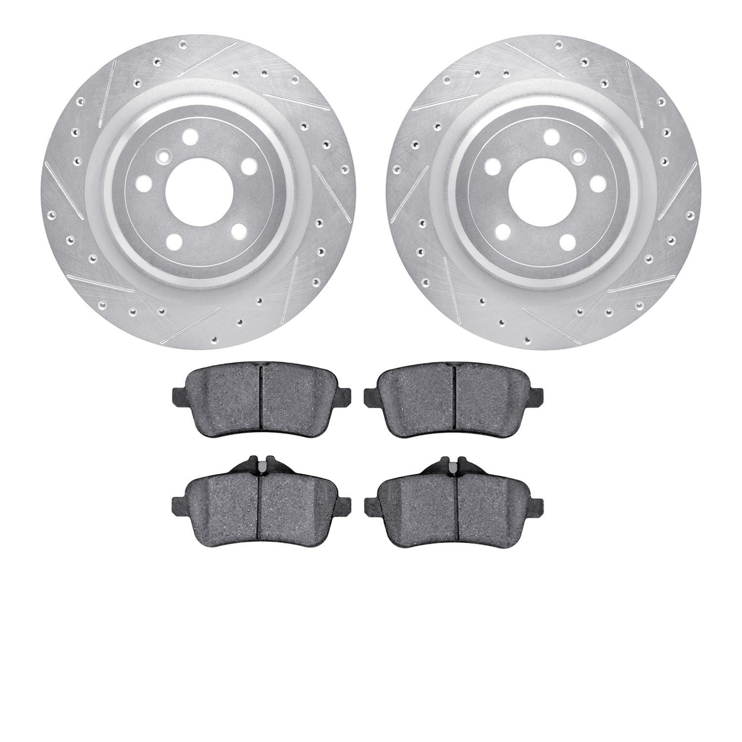 Drilled/Slotted Brake Rotor with 3000-Series Ceramic Brake Pads