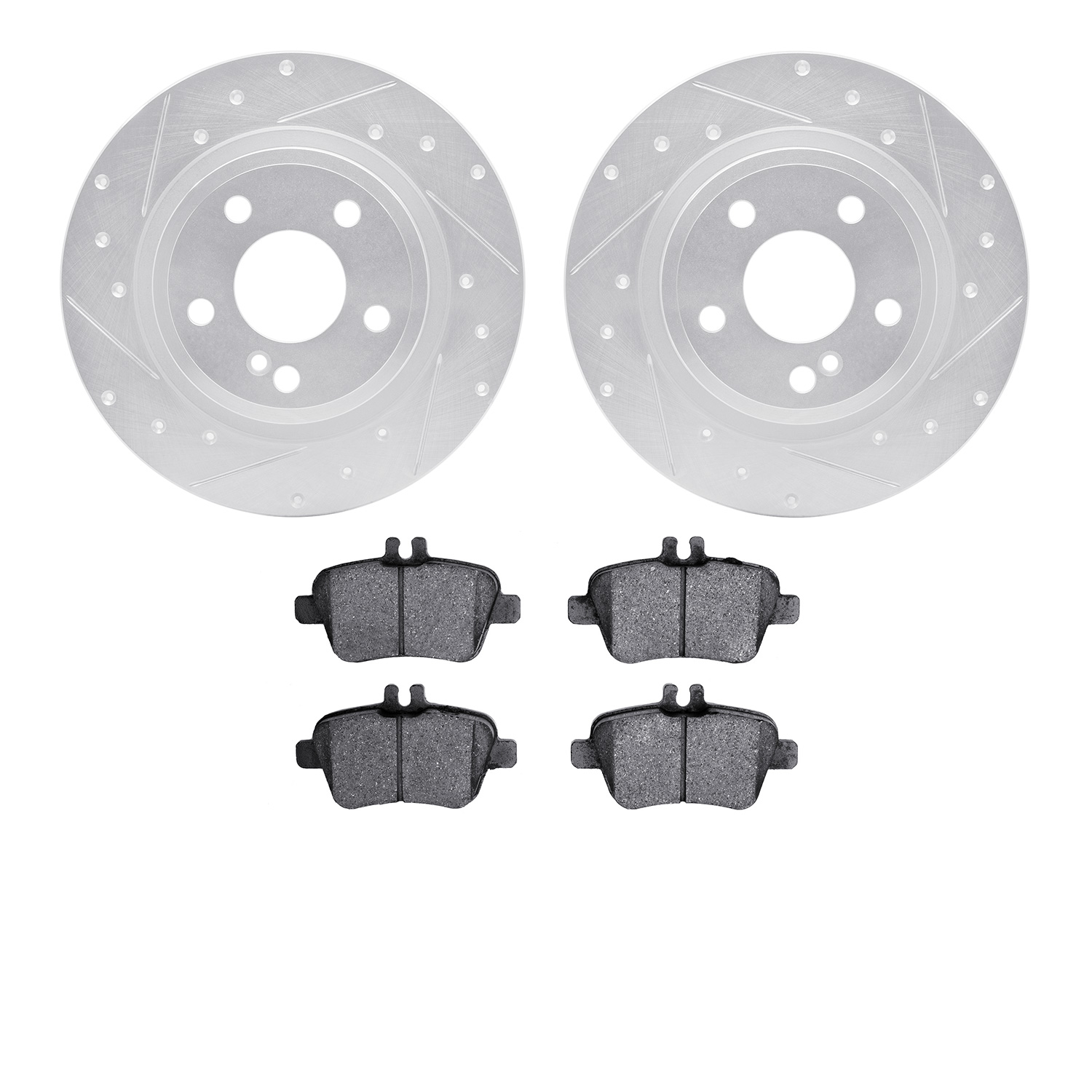 7302-63139 Drilled/Slotted Brake Rotor with 3000-Series Ceramic Brake Pads Kit [Silver], 2014-2020 Multiple Makes/Models, Positi