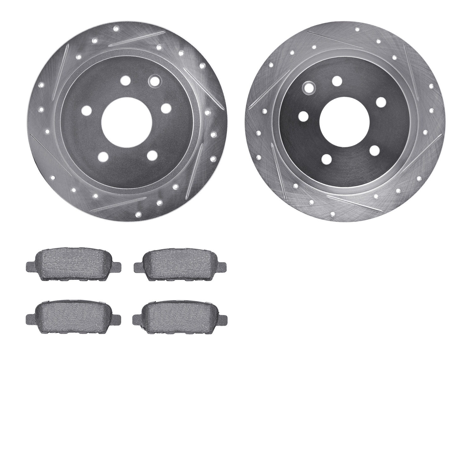 7302-67098 Drilled/Slotted Brake Rotor with 3000-Series Ceramic Brake Pads Kit [Silver], Fits Select Multiple Makes/Models, Posi