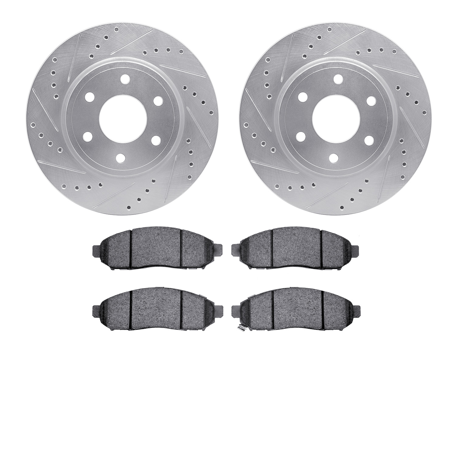 7302-67108 Drilled/Slotted Brake Rotor with 3000-Series Ceramic Brake Pads Kit [Silver], 2005-2021 Multiple Makes/Models, Positi