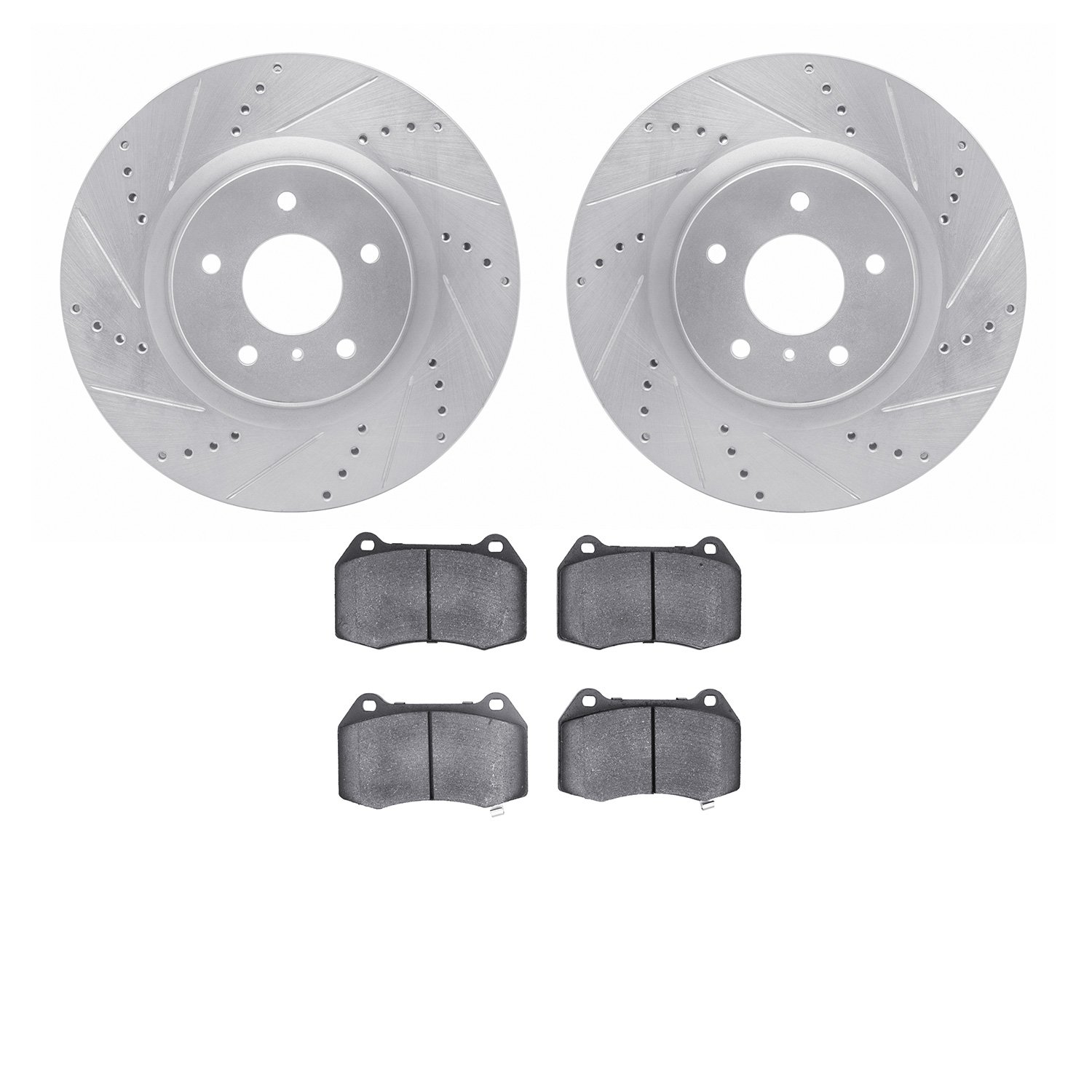 7302-68012 Drilled/Slotted Brake Rotor with 3000-Series Ceramic Brake Pads Kit [Silver], 2003-2008 Infiniti/Nissan, Position: Fr