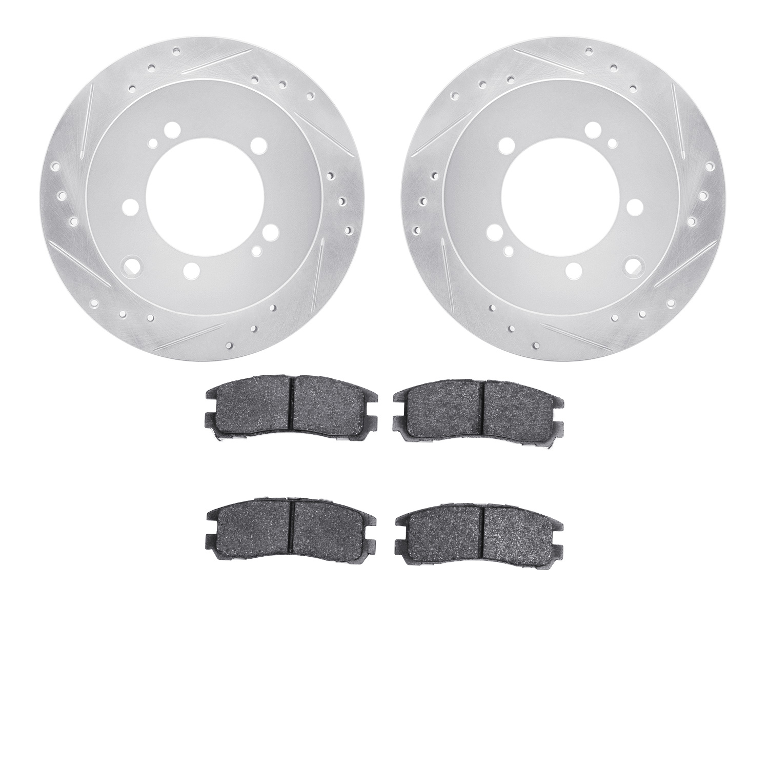 7302-72031 Drilled/Slotted Brake Rotor with 3000-Series Ceramic Brake Pads Kit [Silver], 1991-1999 Multiple Makes/Models, Positi