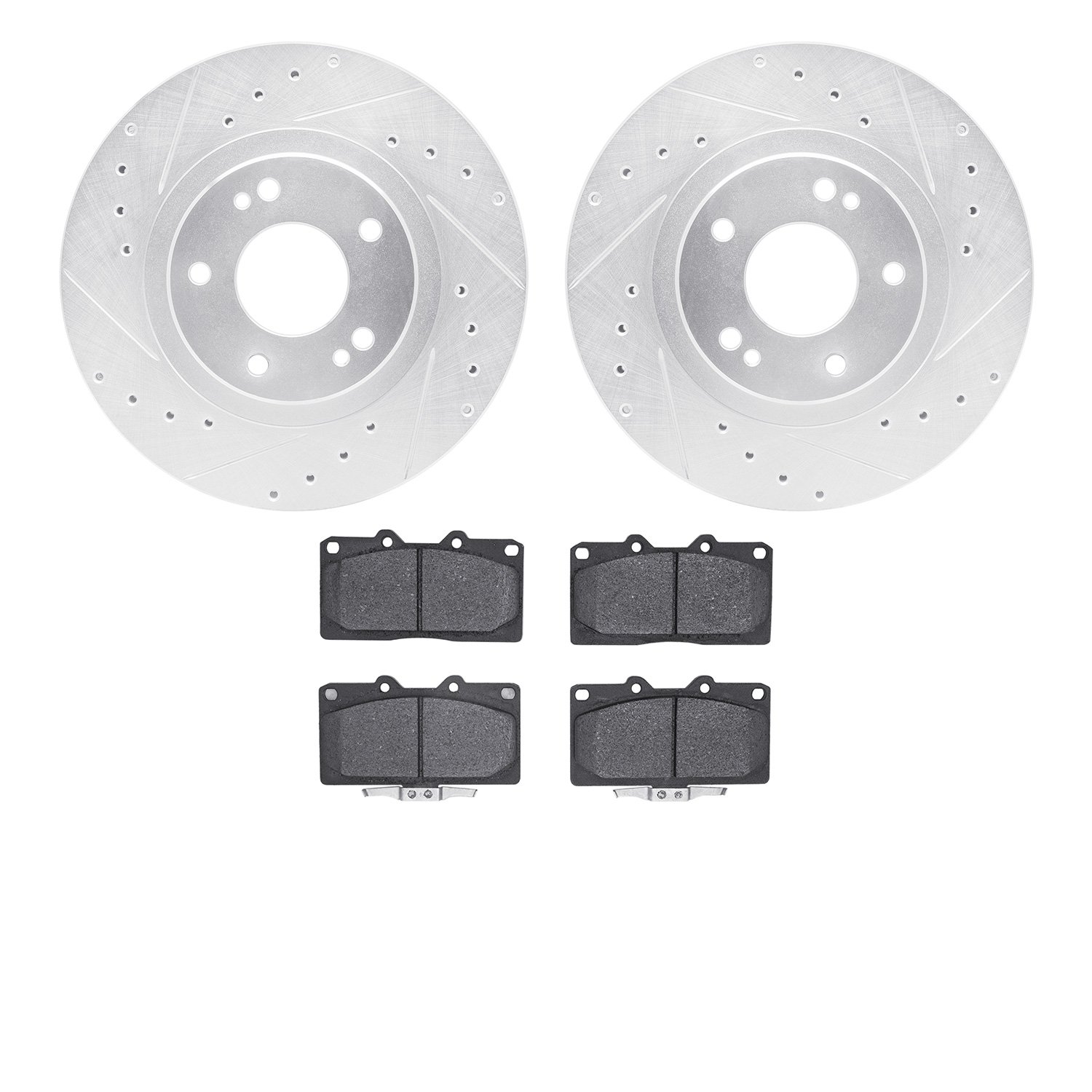 7302-72047 Drilled/Slotted Brake Rotor with 3000-Series Ceramic Brake Pads Kit [Silver], 1991-1993 Multiple Makes/Models, Positi