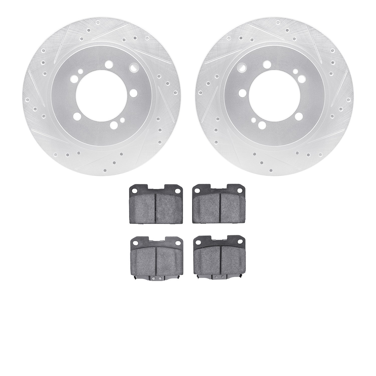 7302-72064 Drilled/Slotted Brake Rotor with 3000-Series Ceramic Brake Pads Kit [Silver], 1993-1999 Multiple Makes/Models, Positi