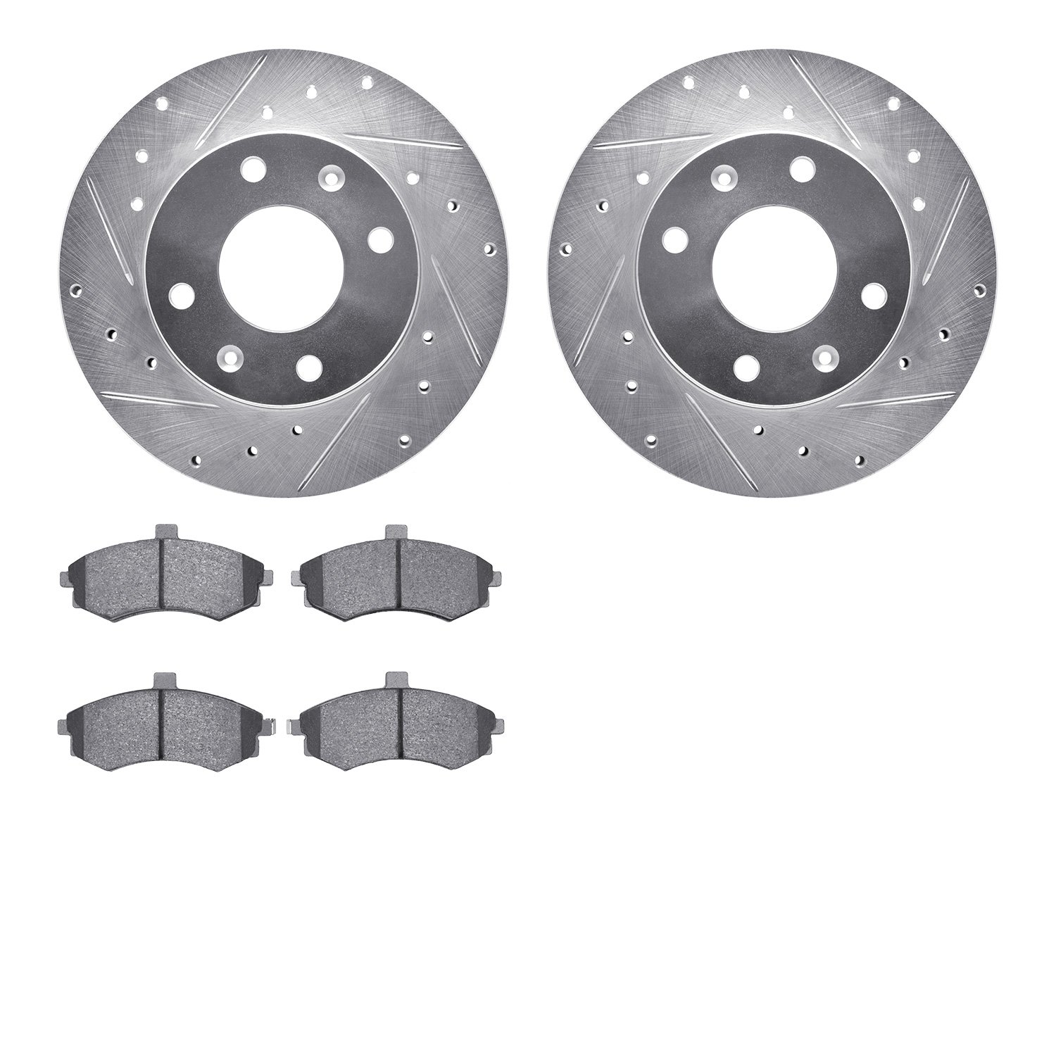 7302-72078 Drilled/Slotted Brake Rotor with 3000-Series Ceramic Brake Pads Kit [Silver], 2002-2005 Kia/Hyundai/Genesis, Position