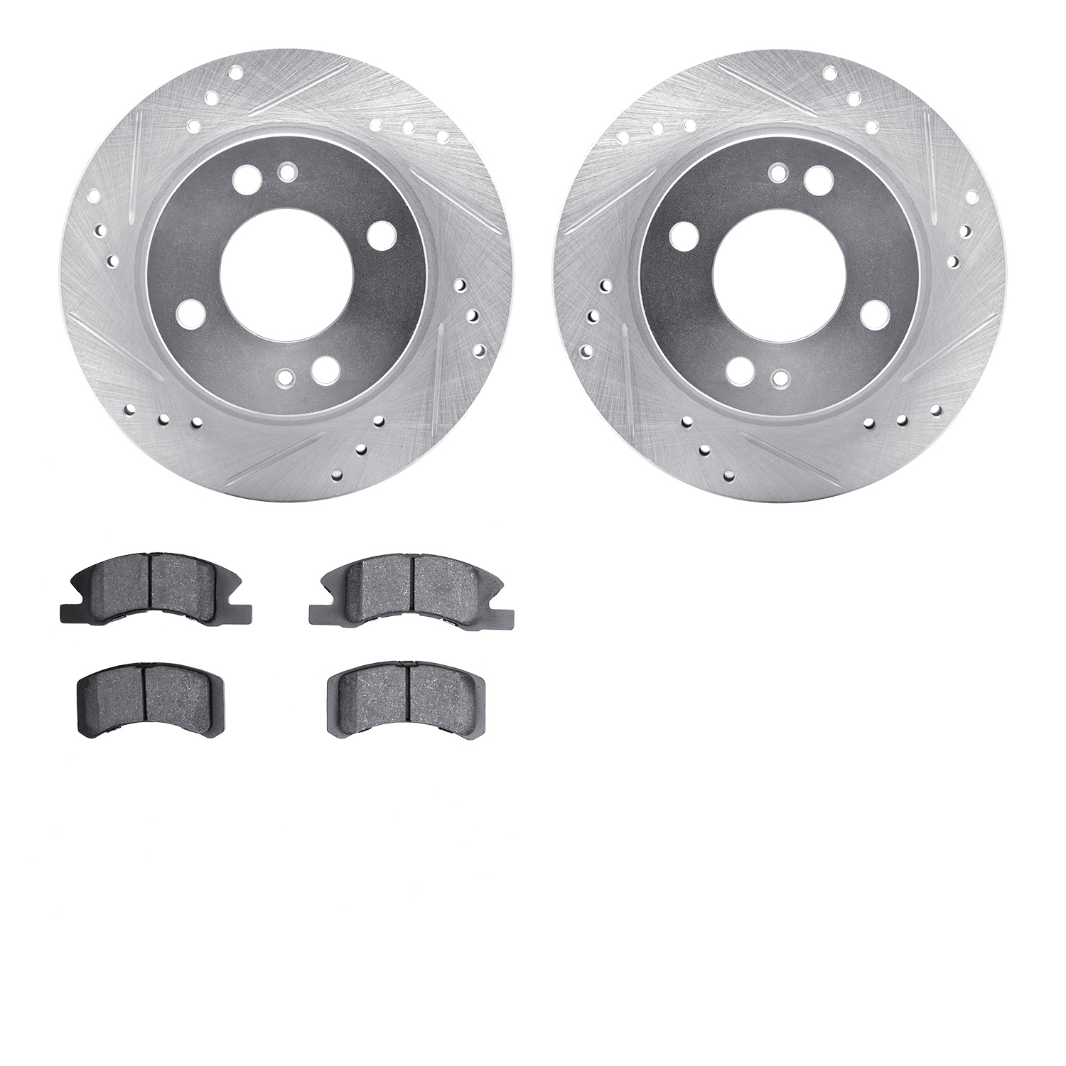 7302-72088 Drilled/Slotted Brake Rotor with 3000-Series Ceramic Brake Pads Kit [Silver], 2014-2015 Mitsubishi, Position: Front