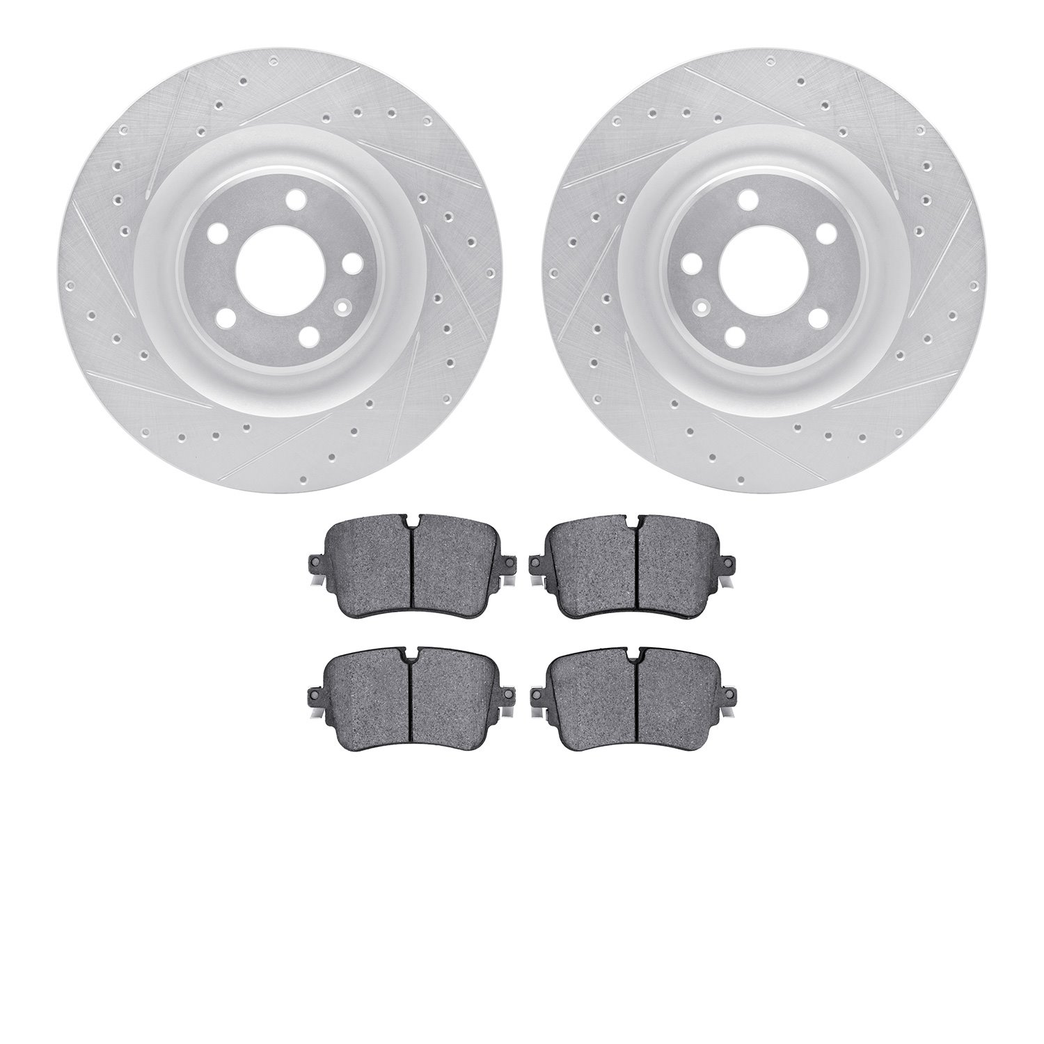 7302-73007 Drilled/Slotted Brake Rotor with 3000-Series Ceramic Brake Pads Kit [Silver], 2017-2020 Audi/Volkswagen, Position: Re