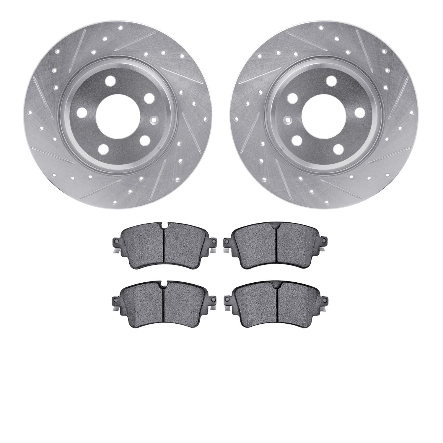 7302-73008 Drilled/Slotted Brake Rotor with 3000-Series Ceramic Brake Pads Kit [Silver], 2016-2020 Audi/Volkswagen, Position: Re
