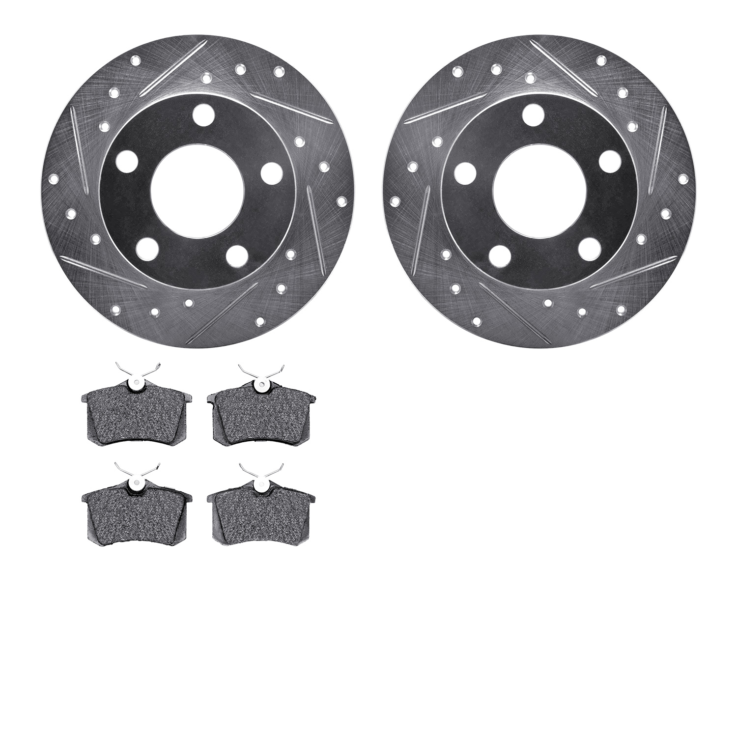 Drilled/Slotted Brake Rotor with 3000-Series Ceramic Brake Pads