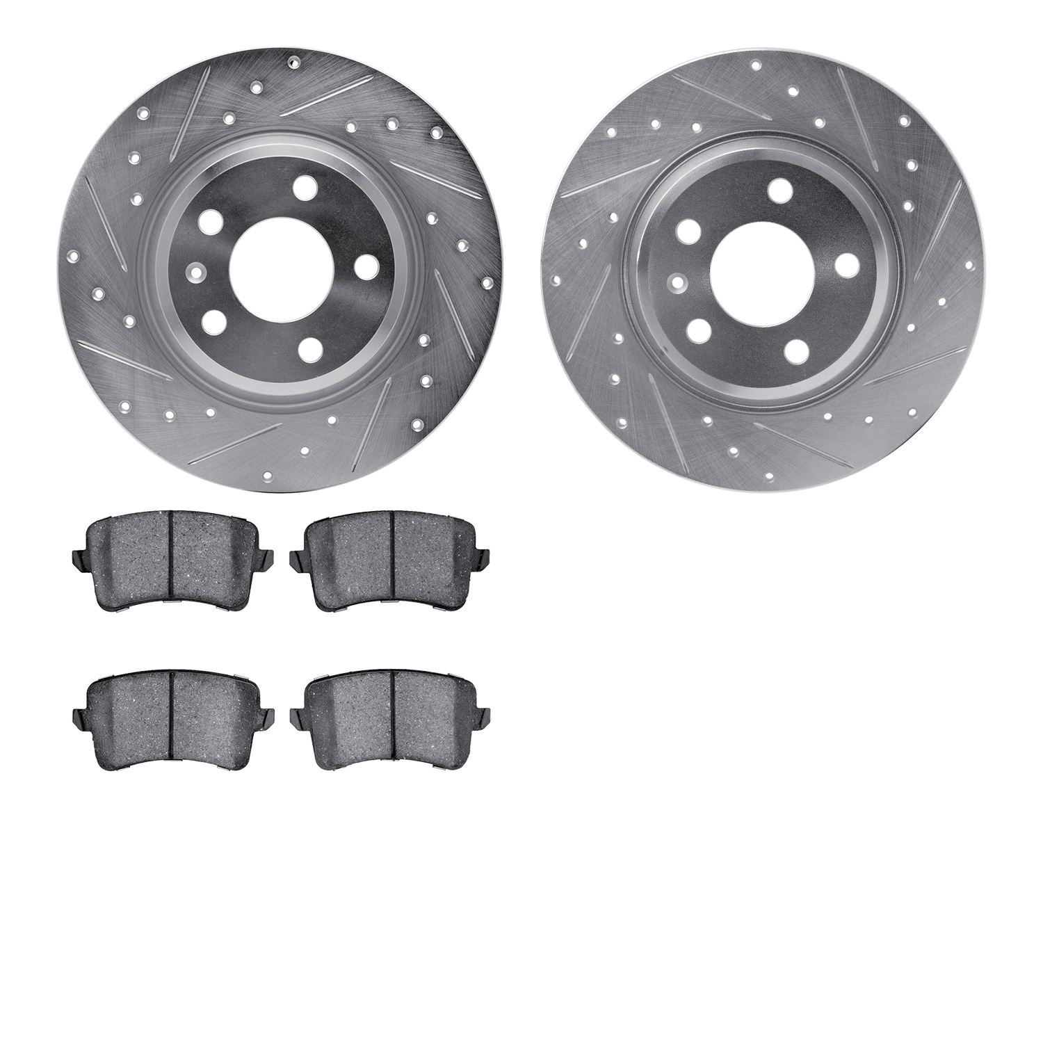 7302-73069 Drilled/Slotted Brake Rotor with 3000-Series Ceramic Brake Pads Kit [Silver], 2008-2017 Audi/Volkswagen, Position: Re