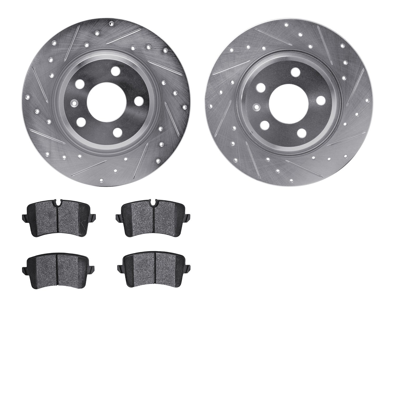 7302-73074 Drilled/Slotted Brake Rotor with 3000-Series Ceramic Brake Pads Kit [Silver], 2012-2013 Audi/Volkswagen, Position: Re