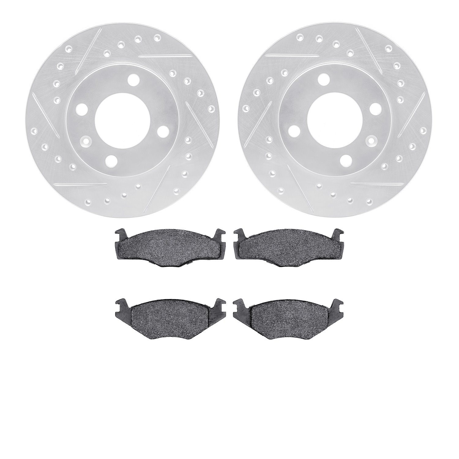 7302-74010 Drilled/Slotted Brake Rotor with 3000-Series Ceramic Brake Pads Kit [Silver], 1984-2009 Audi/Volkswagen, Position: Fr