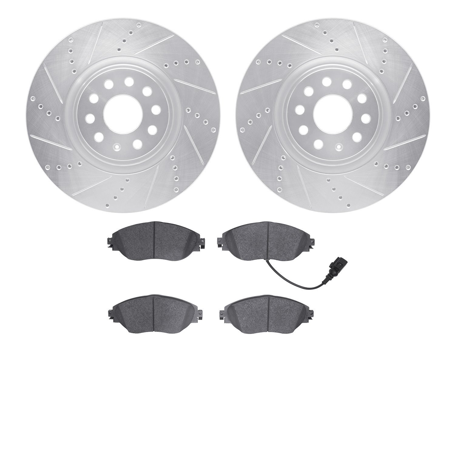 7302-74025 Drilled/Slotted Brake Rotor with 3000-Series Ceramic Brake Pads Kit [Silver], 2012-2021 Multiple Makes/Models, Positi