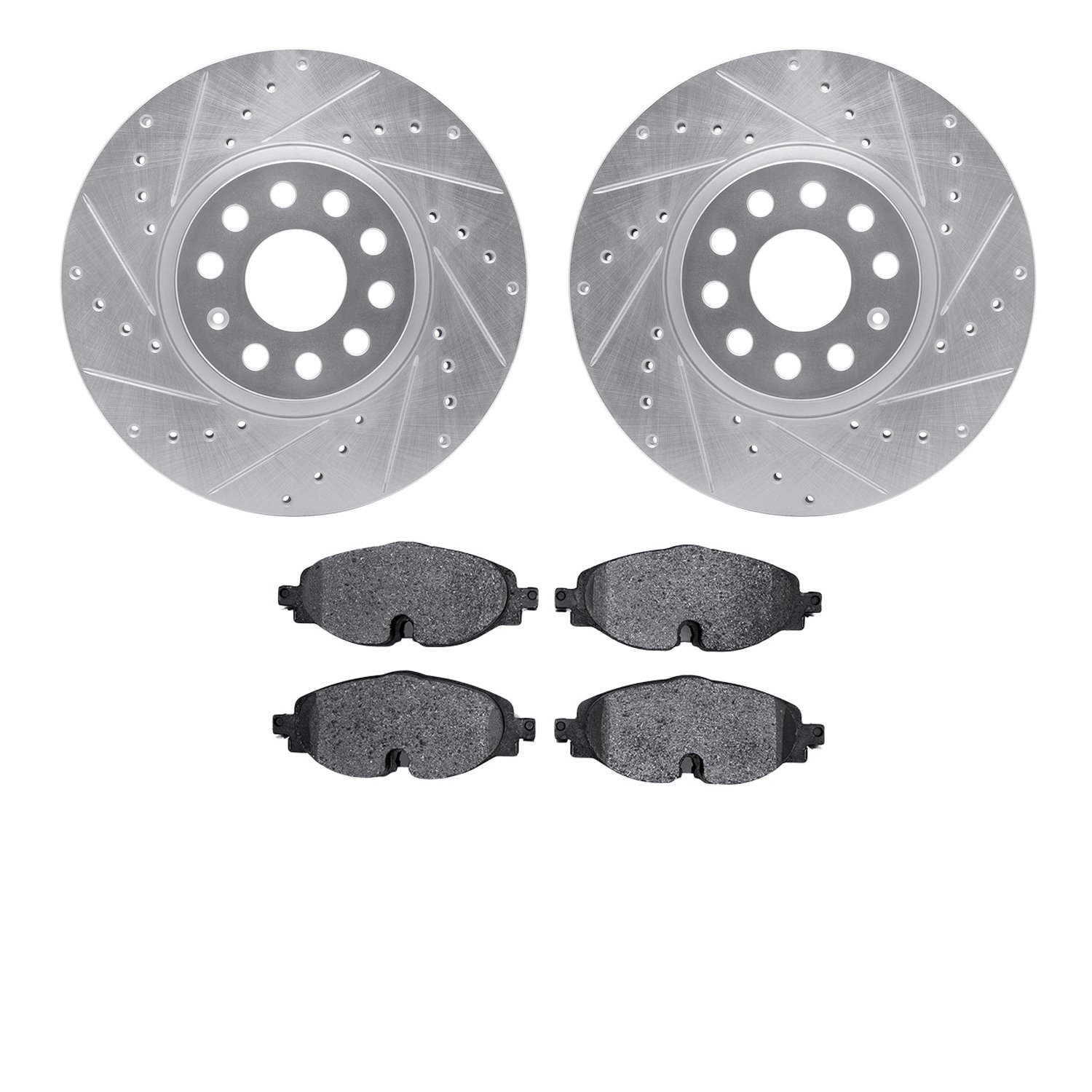 7302-74028 Drilled/Slotted Brake Rotor with 3000-Series Ceramic Brake Pads Kit [Silver], Fits Select Multiple Makes/Models, Posi