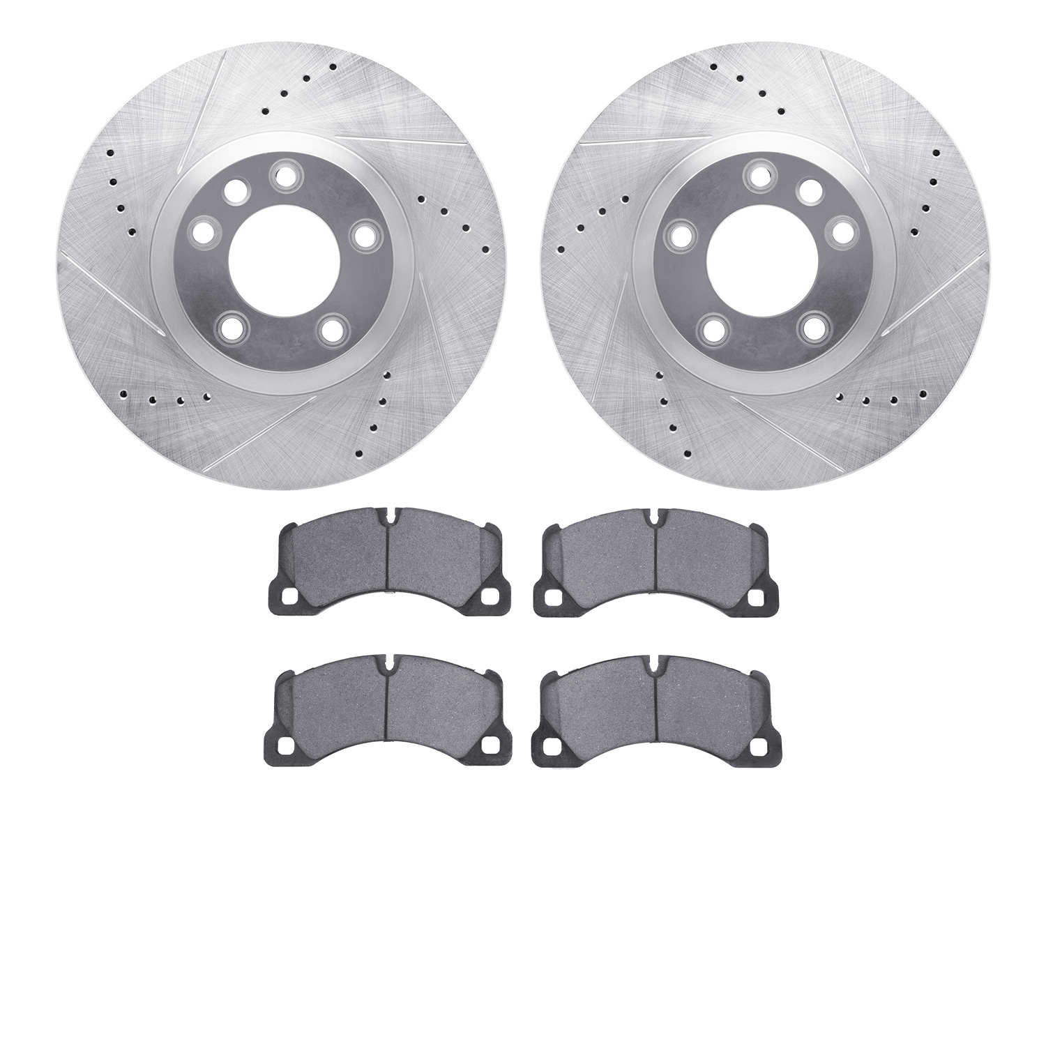 7302-74087 Drilled/Slotted Brake Rotor with 3000-Series Ceramic Brake Pads Kit [Silver], 2011-2018 Multiple Makes/Models, Positi