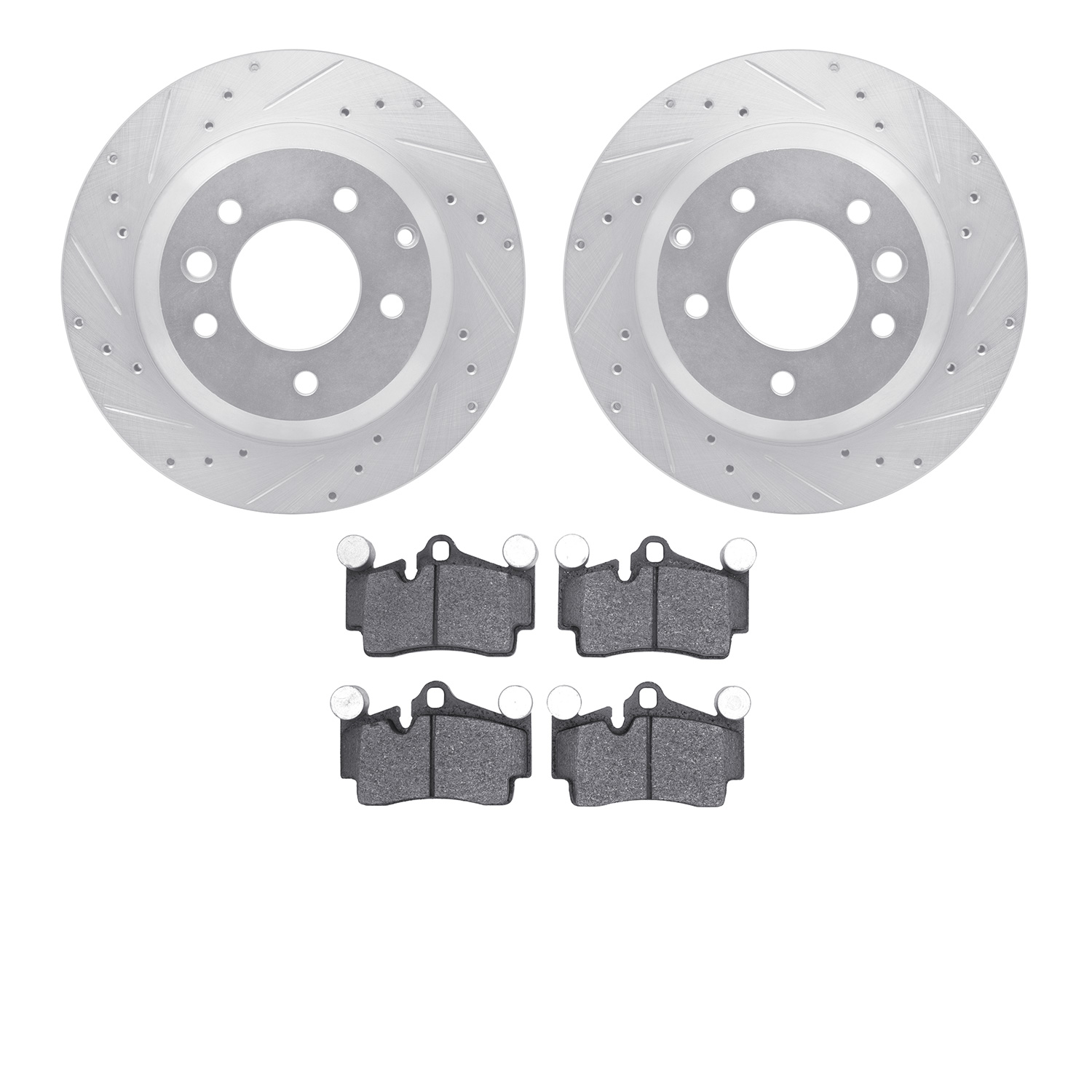 7302-74089 Drilled/Slotted Brake Rotor with 3000-Series Ceramic Brake Pads Kit [Silver], 2011-2018 Multiple Makes/Models, Positi