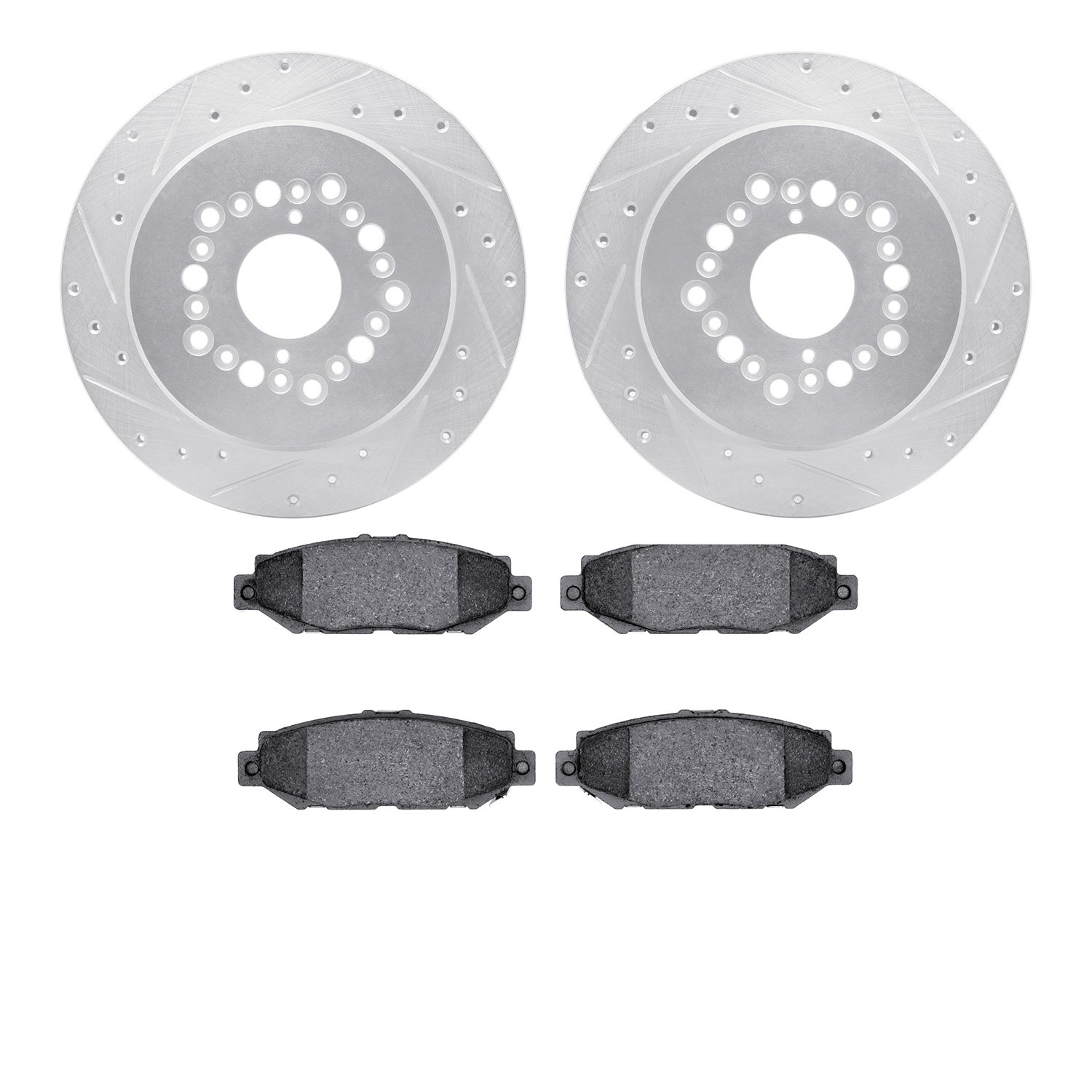 Drilled/Slotted Brake Rotor with 3000-Series Ceramic Brake Pads