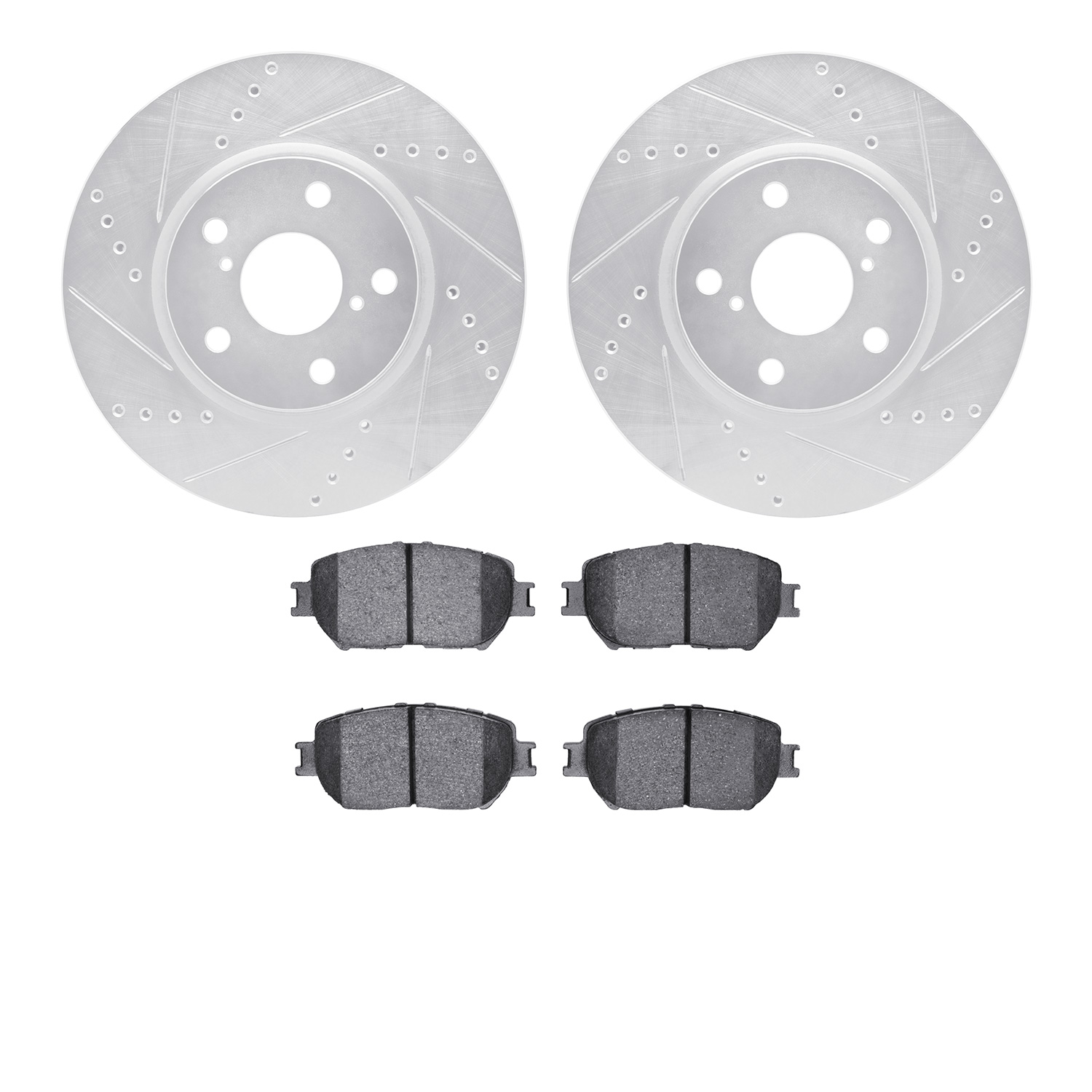 7302-75015 Drilled/Slotted Brake Rotor with 3000-Series Ceramic Brake Pads Kit [Silver], 2006-2015 Lexus/Toyota/Scion, Position: