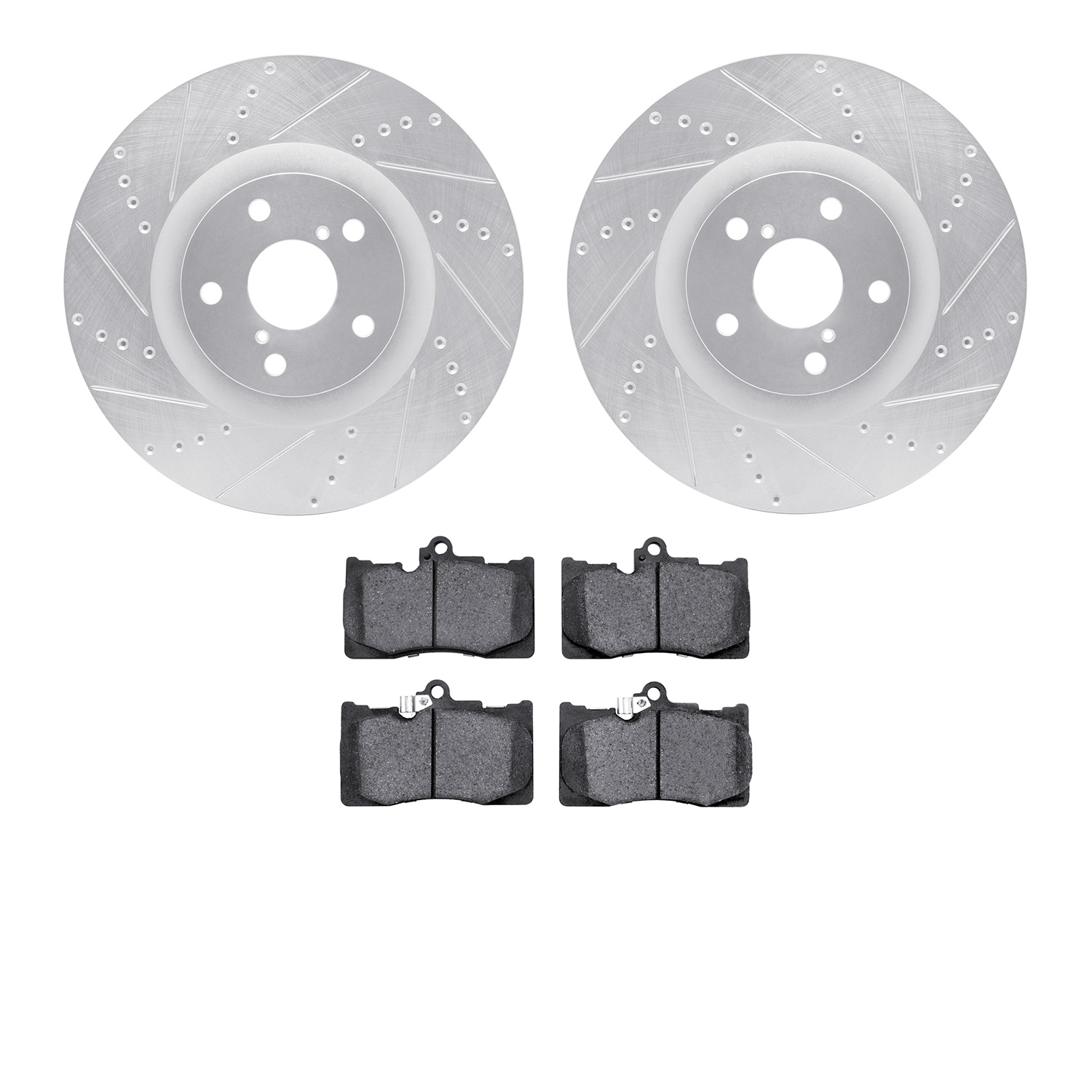 7302-75020 Drilled/Slotted Brake Rotor with 3000-Series Ceramic Brake Pads Kit [Silver], 2009-2011 Lexus/Toyota/Scion, Position: