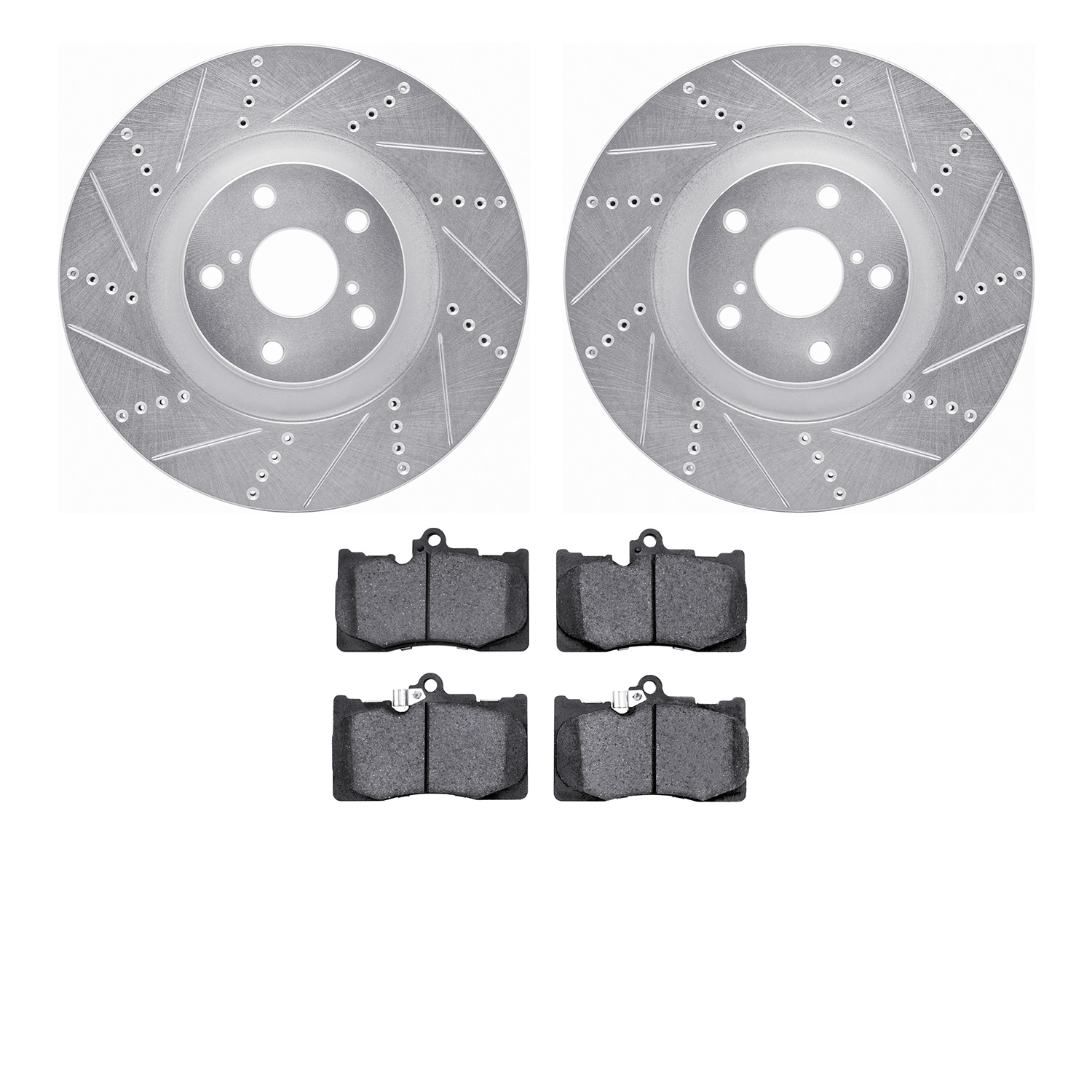 7302-75021 Drilled/Slotted Brake Rotor with 3000-Series Ceramic Brake Pads Kit [Silver], 2011-2020 Lexus/Toyota/Scion, Position: