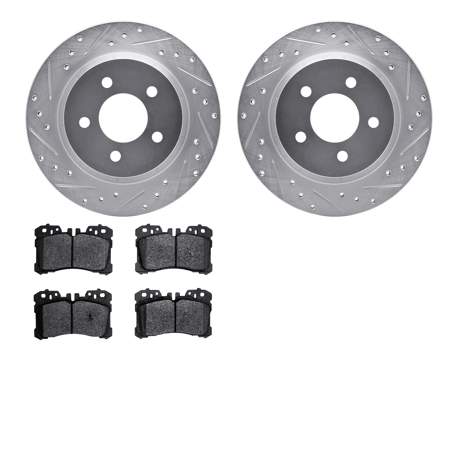 7302-75024 Drilled/Slotted Brake Rotor with 3000-Series Ceramic Brake Pads Kit [Silver], Fits Select Lexus/Toyota/Scion, Positio