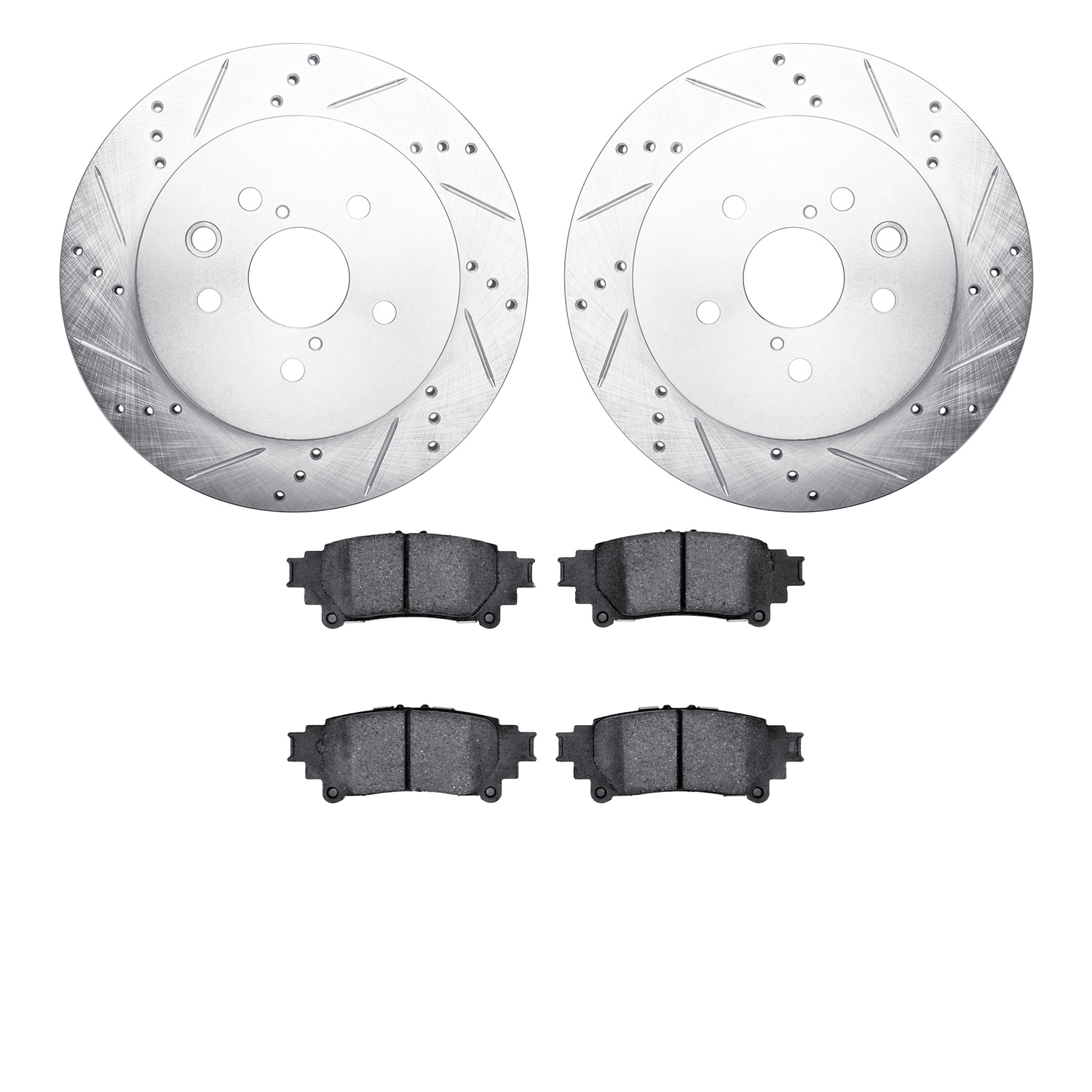 7302-75032 Drilled/Slotted Brake Rotor with 3000-Series Ceramic Brake Pads Kit [Silver], 2014-2015 Lexus/Toyota/Scion, Position: