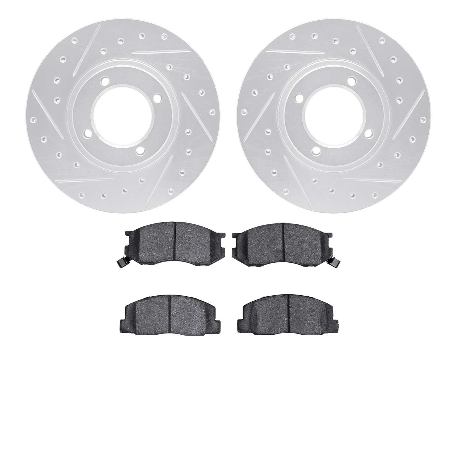 7302-76043 Drilled/Slotted Brake Rotor with 3000-Series Ceramic Brake Pads Kit [Silver], 1986-1989 Lexus/Toyota/Scion, Position: