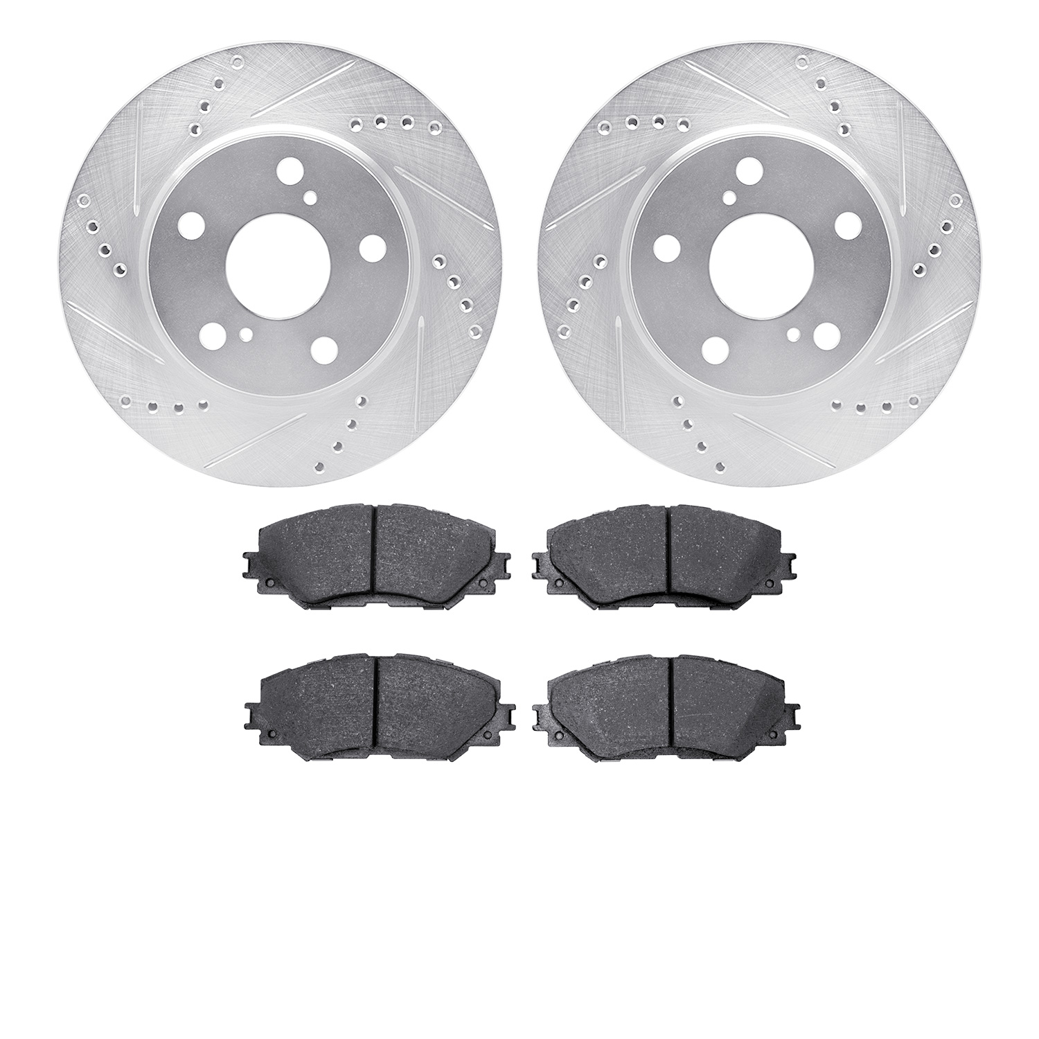 7302-76158 Drilled/Slotted Brake Rotor with 3000-Series Ceramic Brake Pads Kit [Silver], 2006-2018 Multiple Makes/Models, Positi