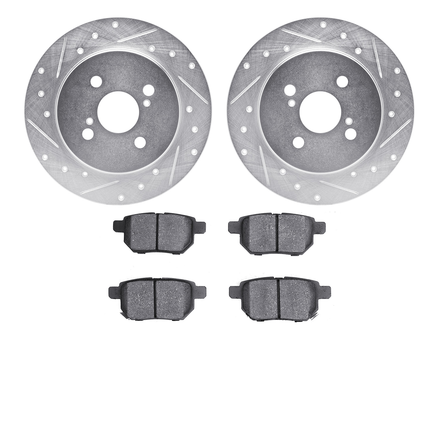 7302-76172 Drilled/Slotted Brake Rotor with 3000-Series Ceramic Brake Pads Kit [Silver], 2012-2018 Lexus/Toyota/Scion, Position:
