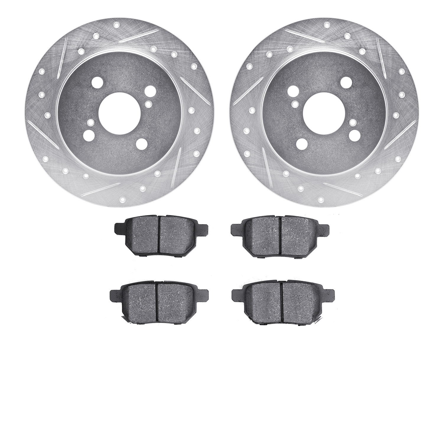 Drilled/Slotted Brake Rotor with 3000-Series Ceramic Brake Pads