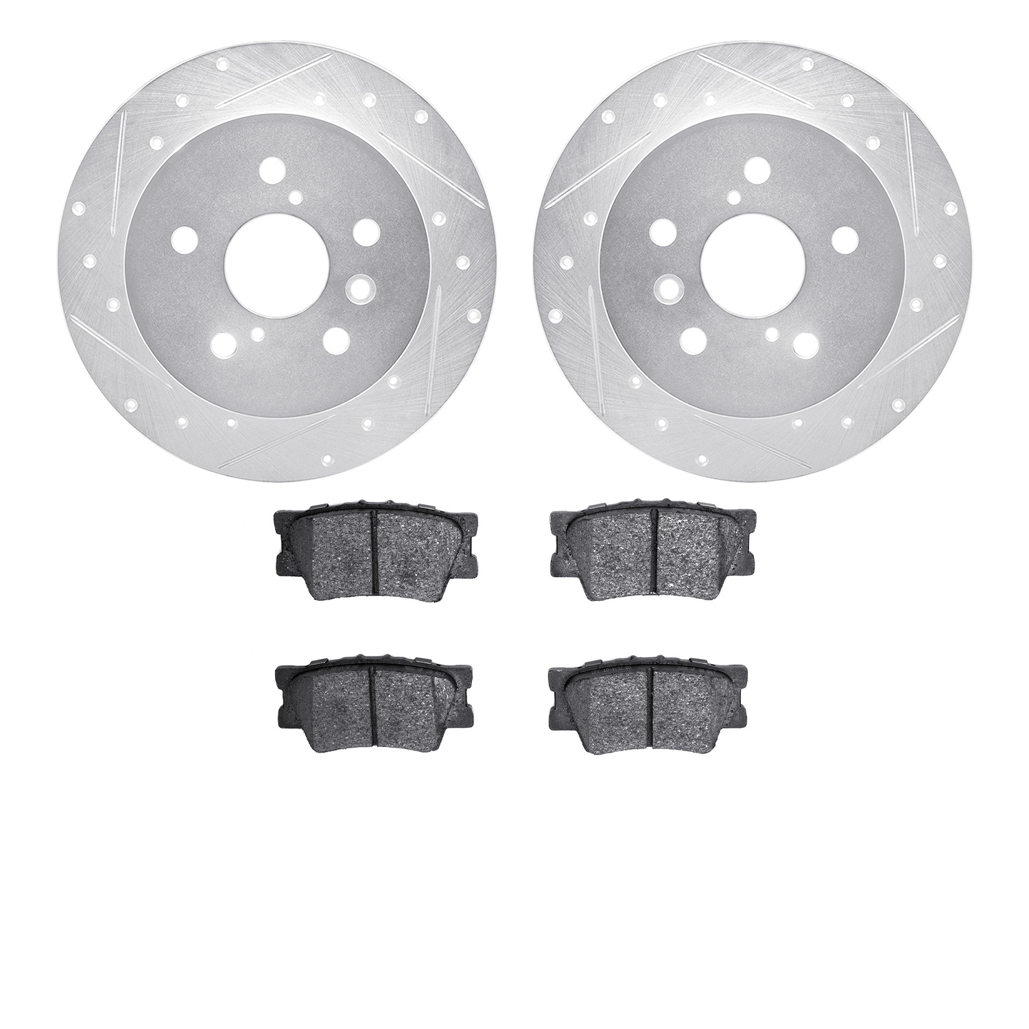 7302-76181 Drilled/Slotted Brake Rotor with 3000-Series Ceramic Brake Pads Kit [Silver], Fits Select Lexus/Toyota/Scion, Positio