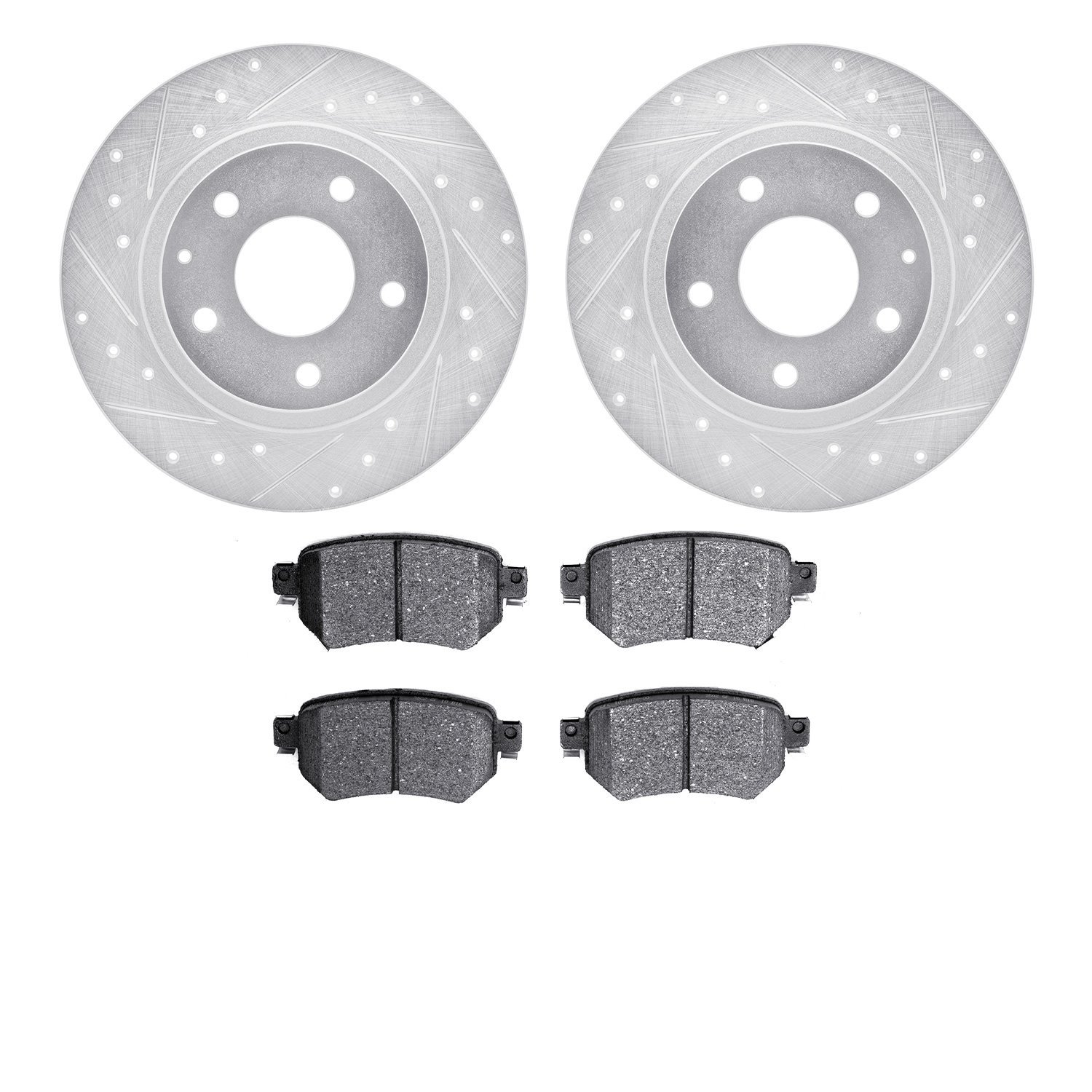 7302-80004 Drilled/Slotted Brake Rotor with 3000-Series Ceramic Brake Pads Kit [Silver], 2016-2021 Ford/Lincoln/Mercury/Mazda, P