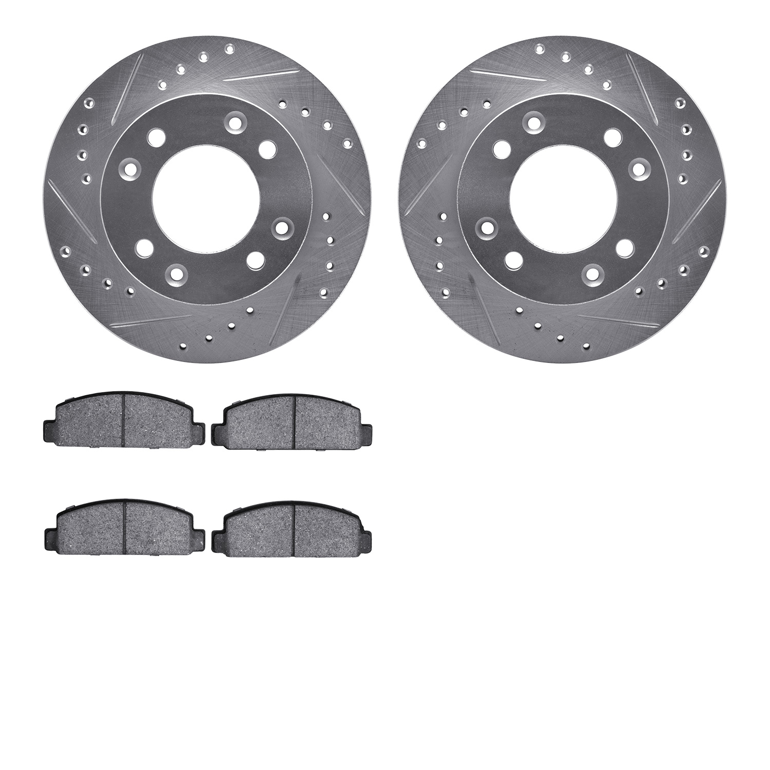 7302-80006 Drilled/Slotted Brake Rotor with 3000-Series Ceramic Brake Pads Kit [Silver], 1986-1988 Ford/Lincoln/Mercury/Mazda, P