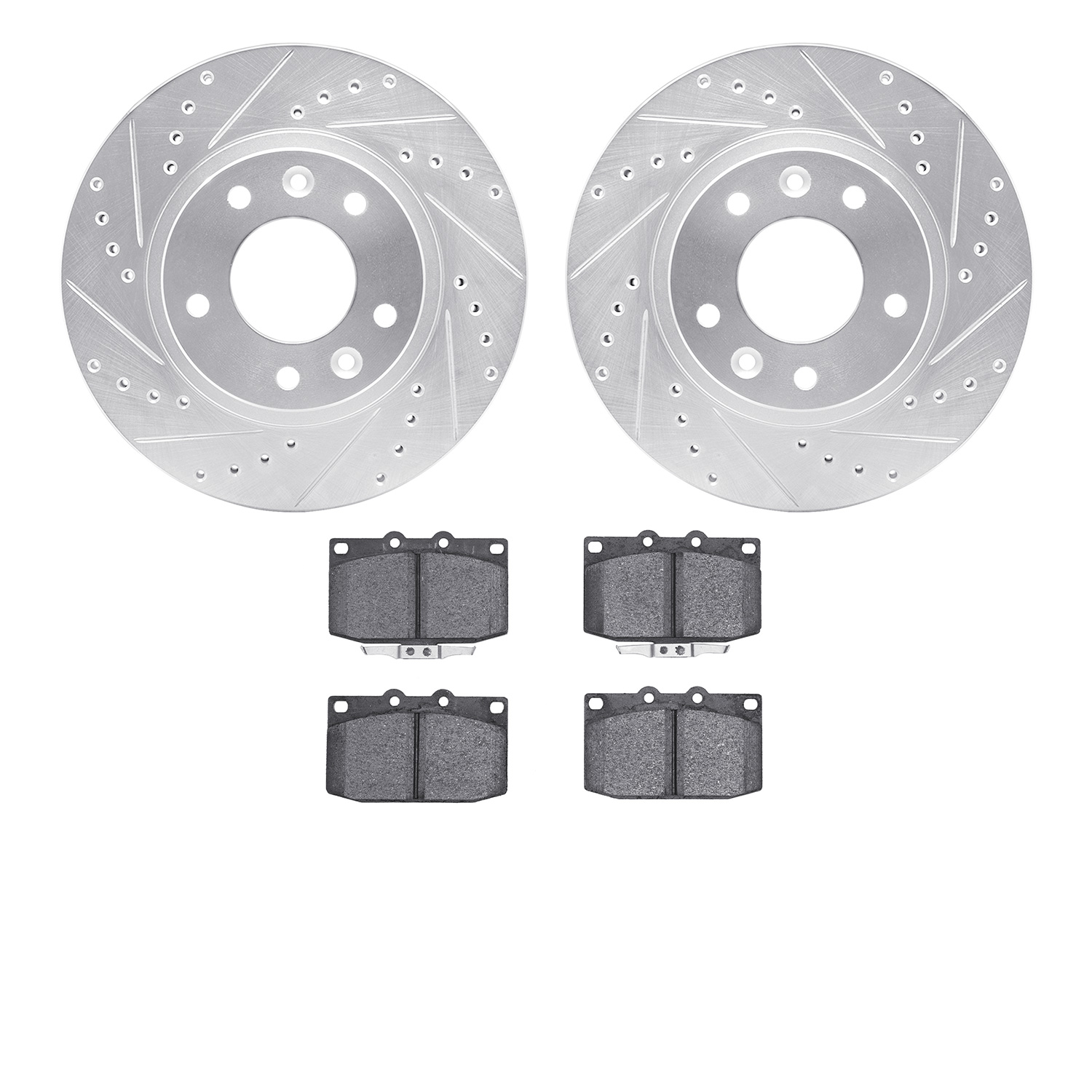 7302-80015 Drilled/Slotted Brake Rotor with 3000-Series Ceramic Brake Pads Kit [Silver], 1993-1995 Ford/Lincoln/Mercury/Mazda, P